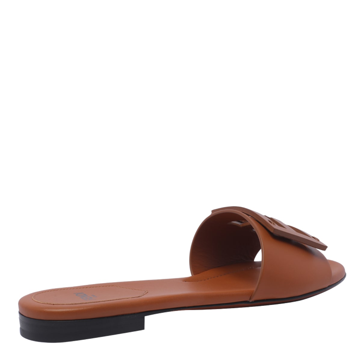 Fendi Baguette Ff Leather Buckle Flat Slide Sandals In Pink