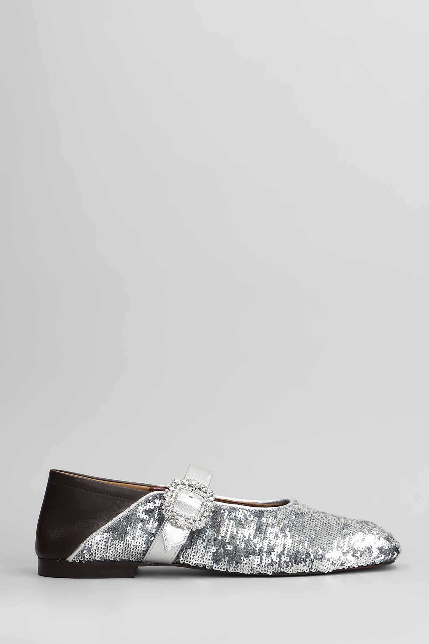 Wales Bonner Ballerina Buckle Ballet Flats In Silver Leather In Silver