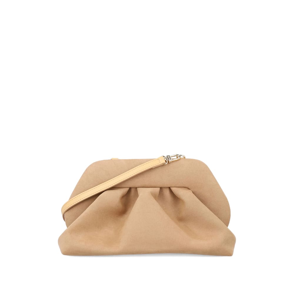 Themoirè Suede Eco Shoulder Bag With Detachable Strap And Pleated Design In Neutral
