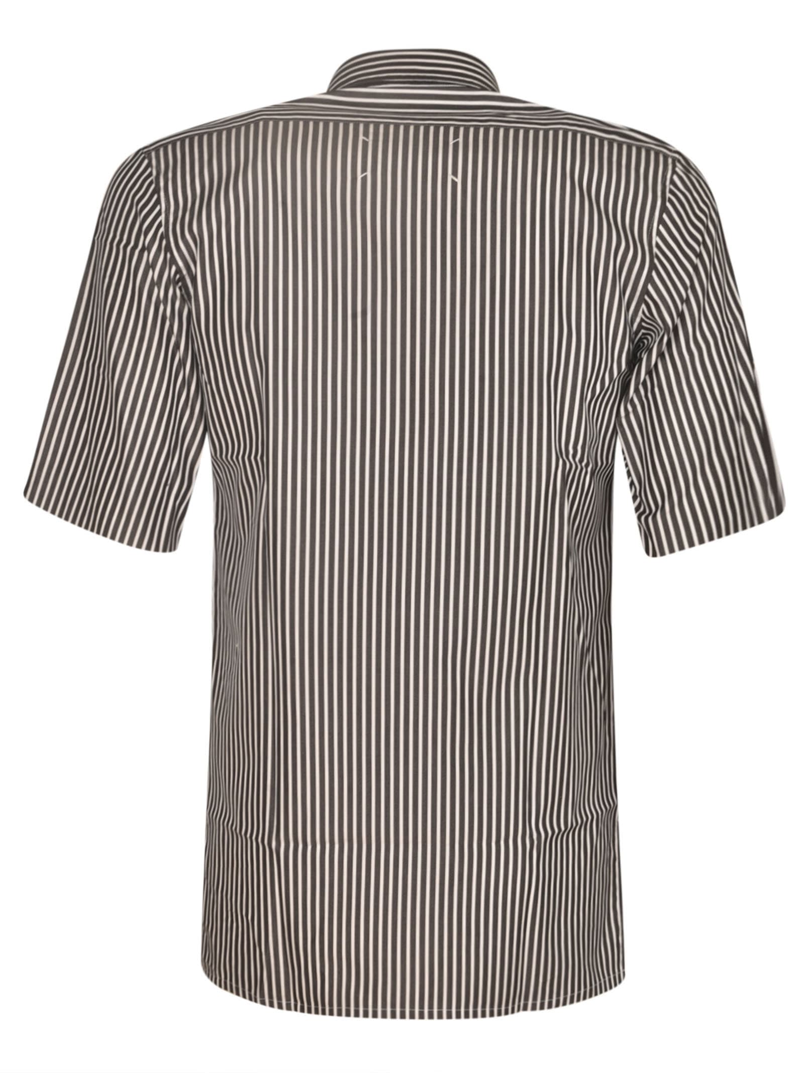 Shop Maison Margiela Short-sleeved Stripe Shirt In White/black