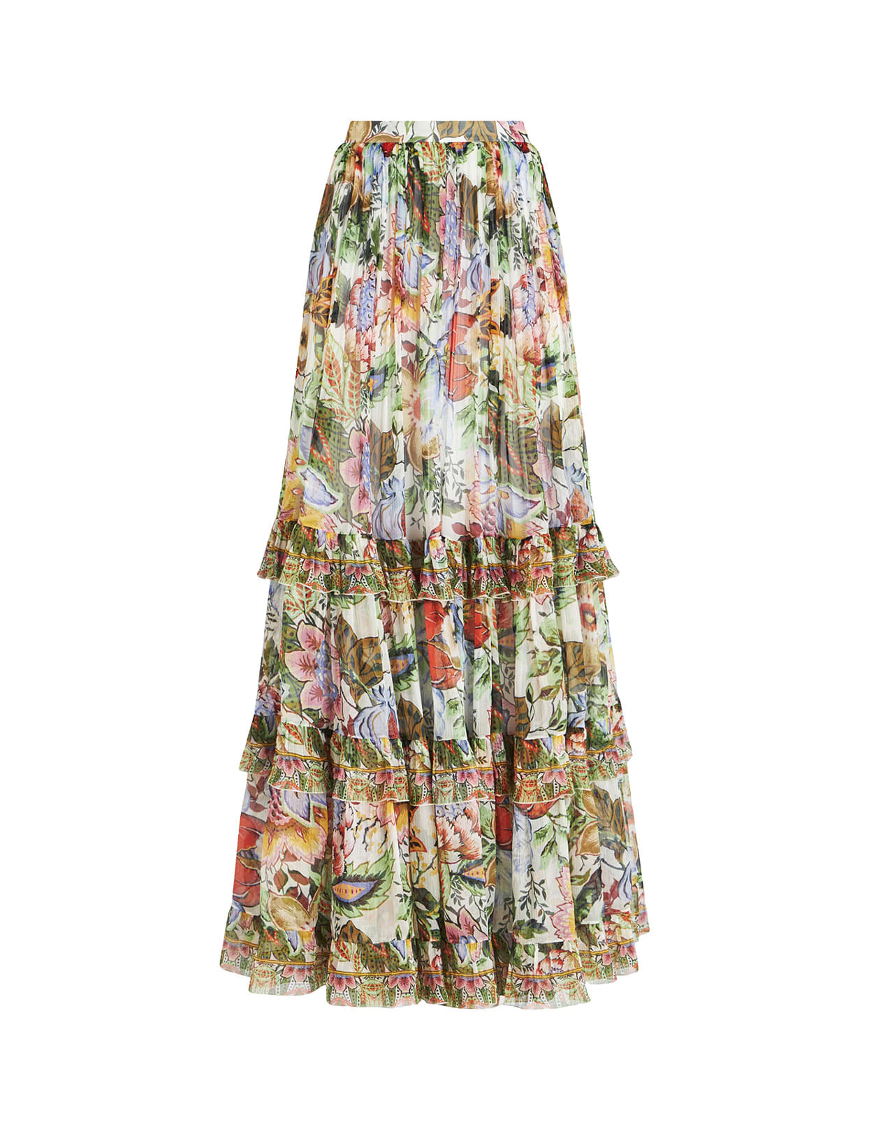 Shop Etro Multicolour Silk Long Skirt