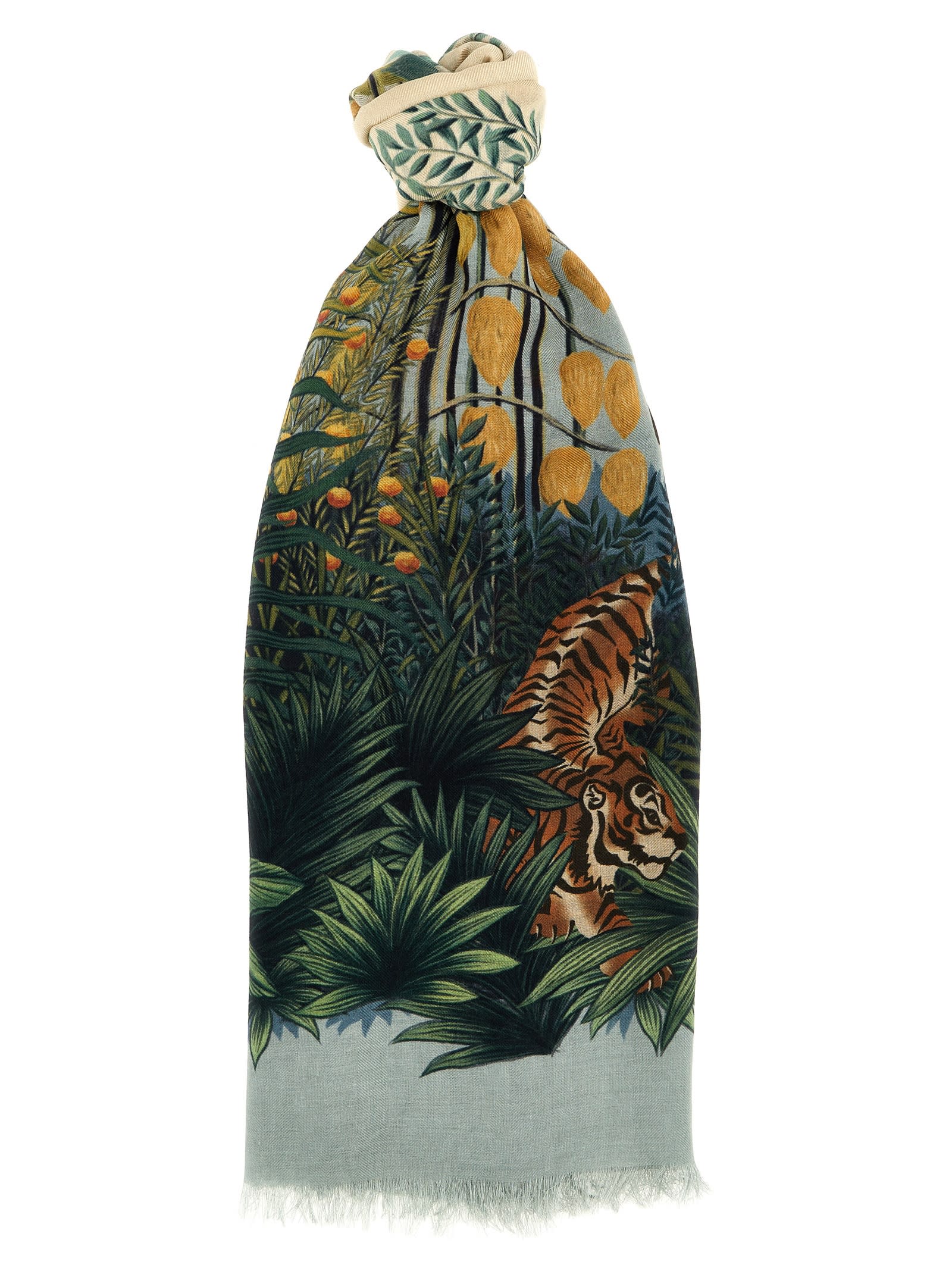 Shop Etro Henri Rousseau Print Scarf In Multicolor