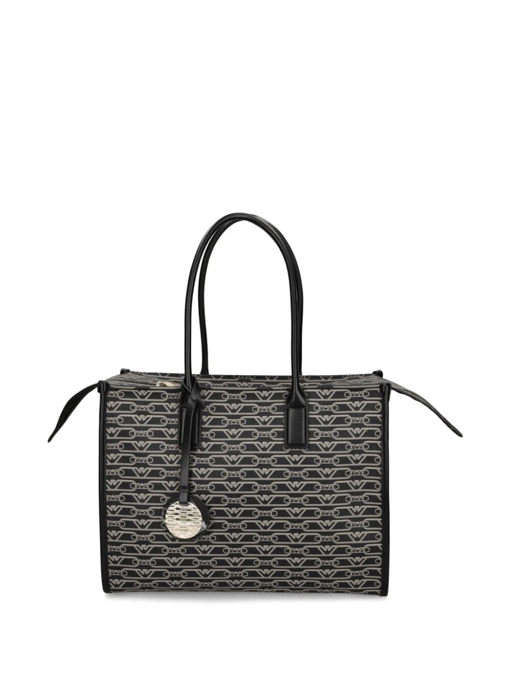 Emporio Armani Jacquard-logo-motif Tote Bag In Black Ecru
