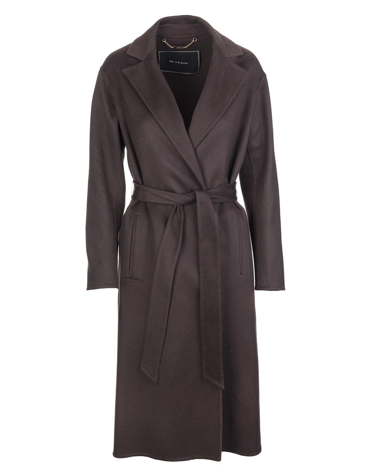 Kiton Woman Chocolate Cashmere Robe Coat