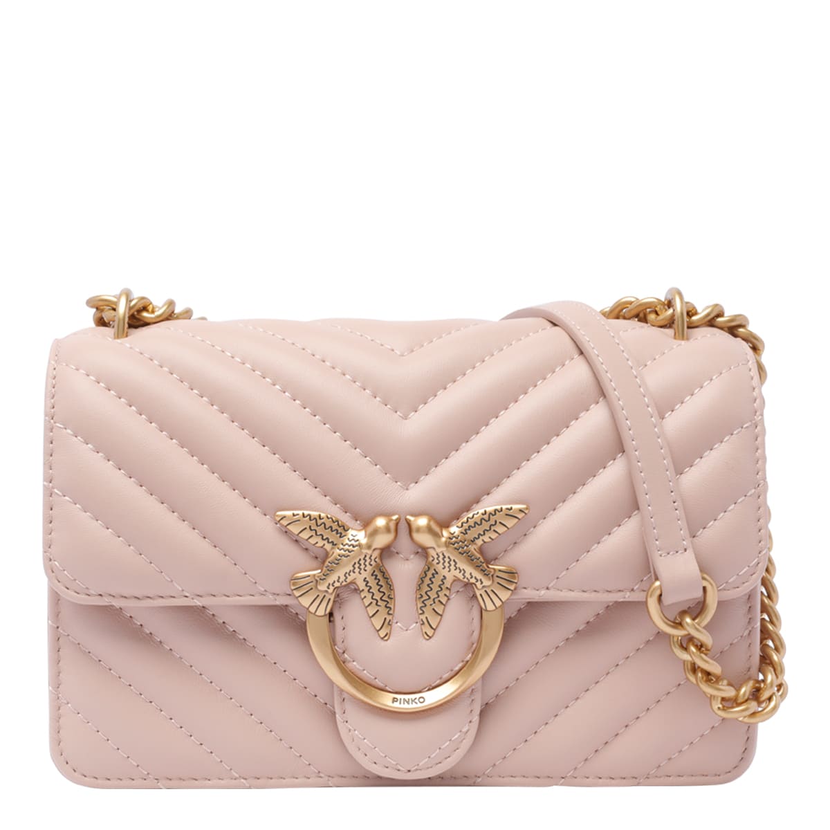 Shop Pinko Mini Love One Crossbody Bag In Pink