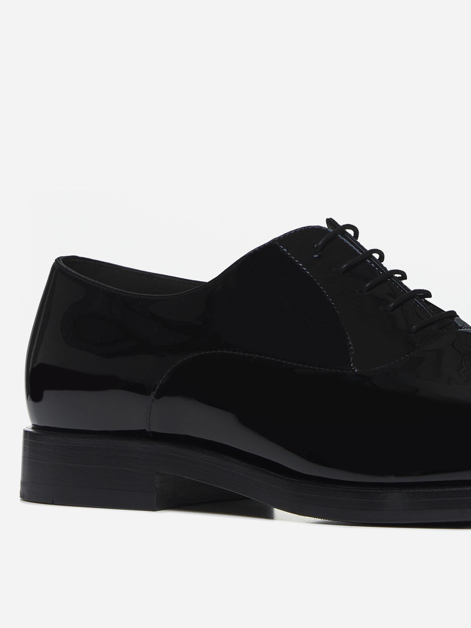 Brunello Cucinelli Black Patent Calfskin Oxfords In Black