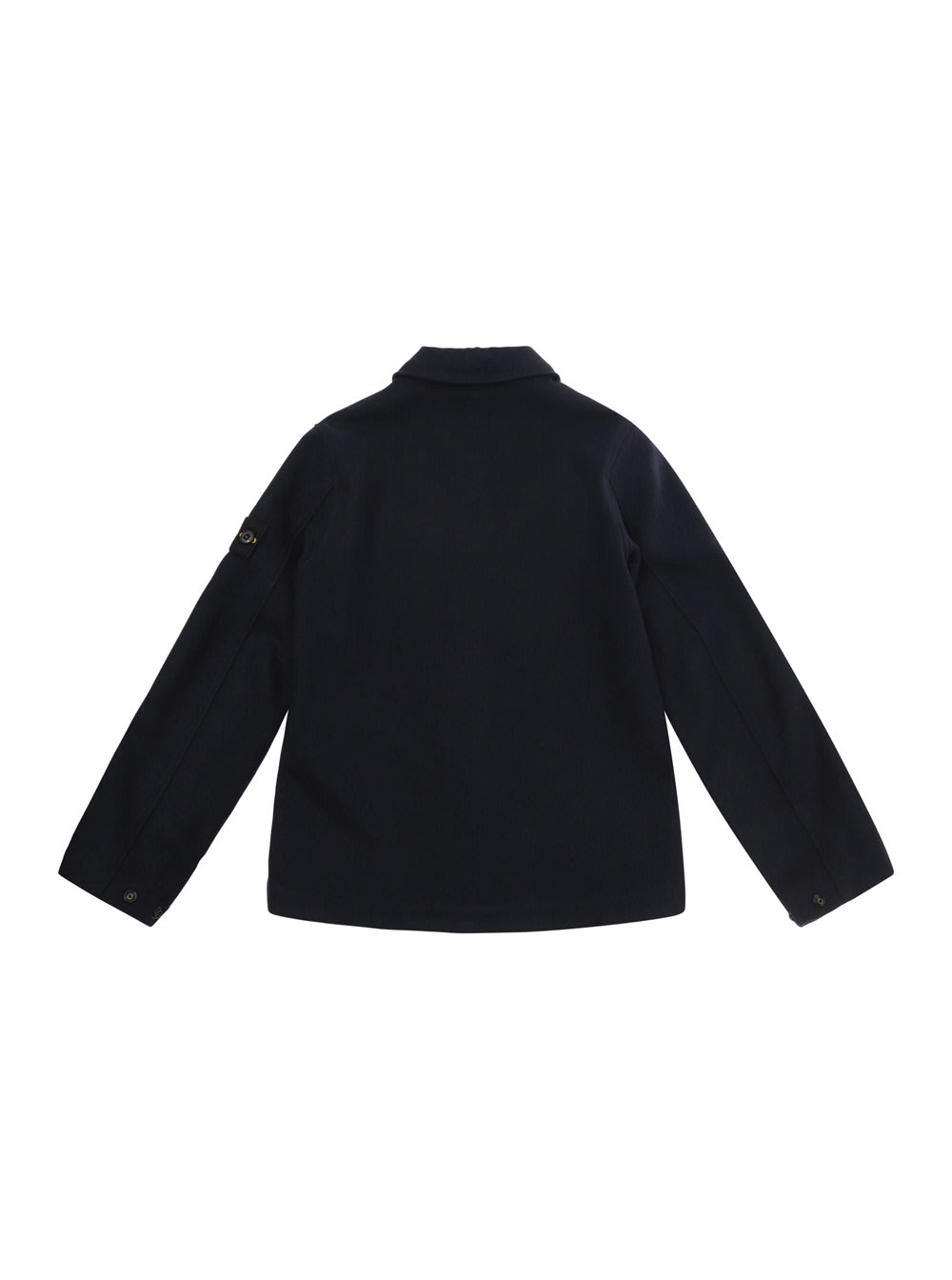 Stone Island Blue Shirt With Logo Patch In Wool Blend Boy In Blu