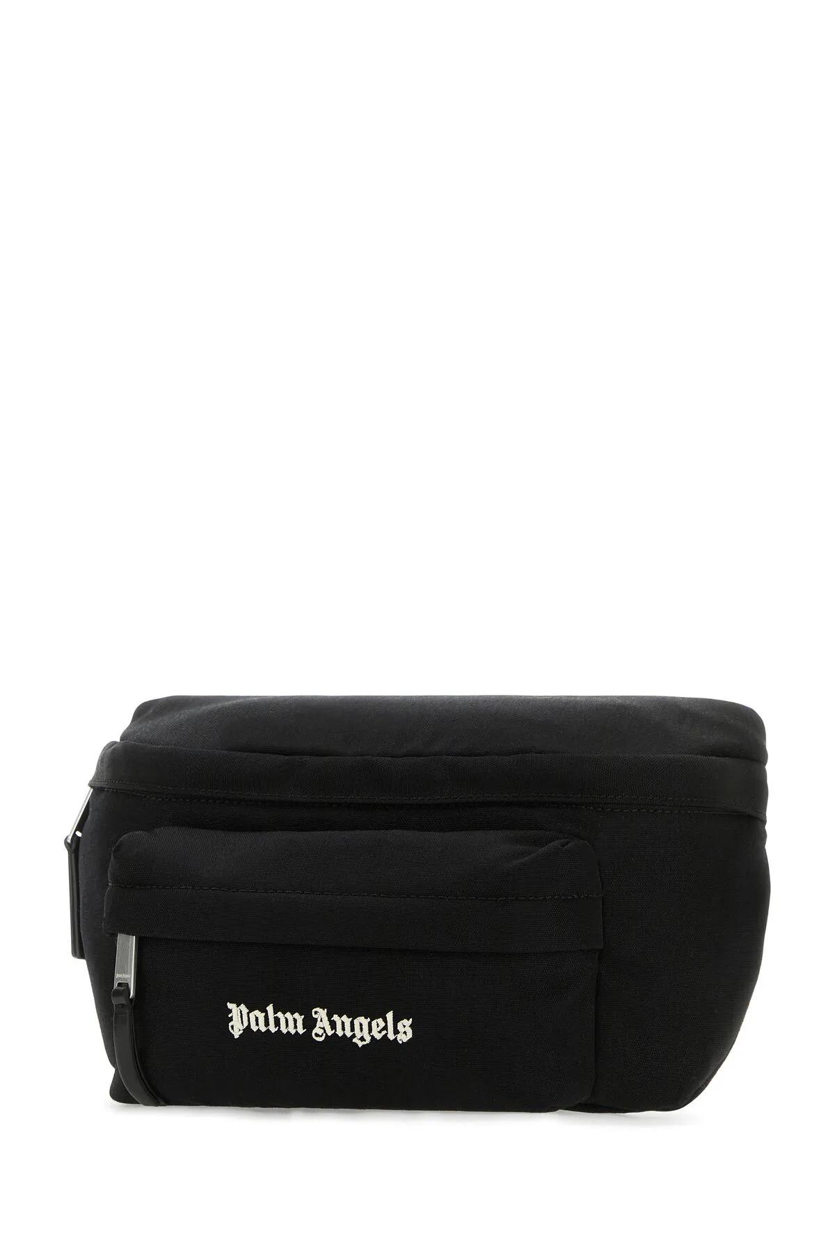 Shop Palm Angels Black Canvas Cordura Belt Bag In Black/white