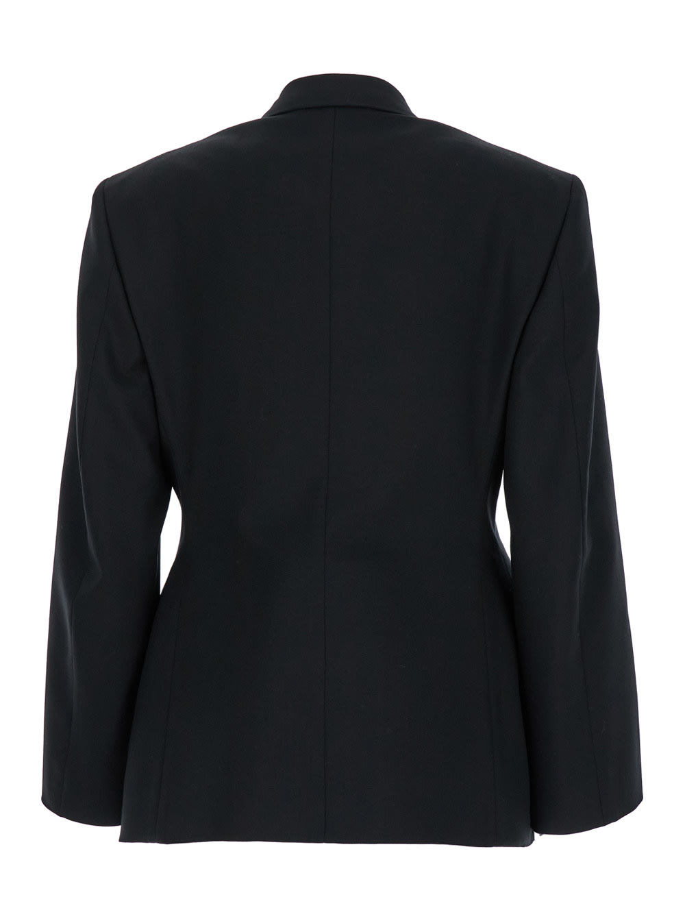 Shop Balenciaga Hourglass Black Single-breasted Jacket With Notched Revers In Wool Woman