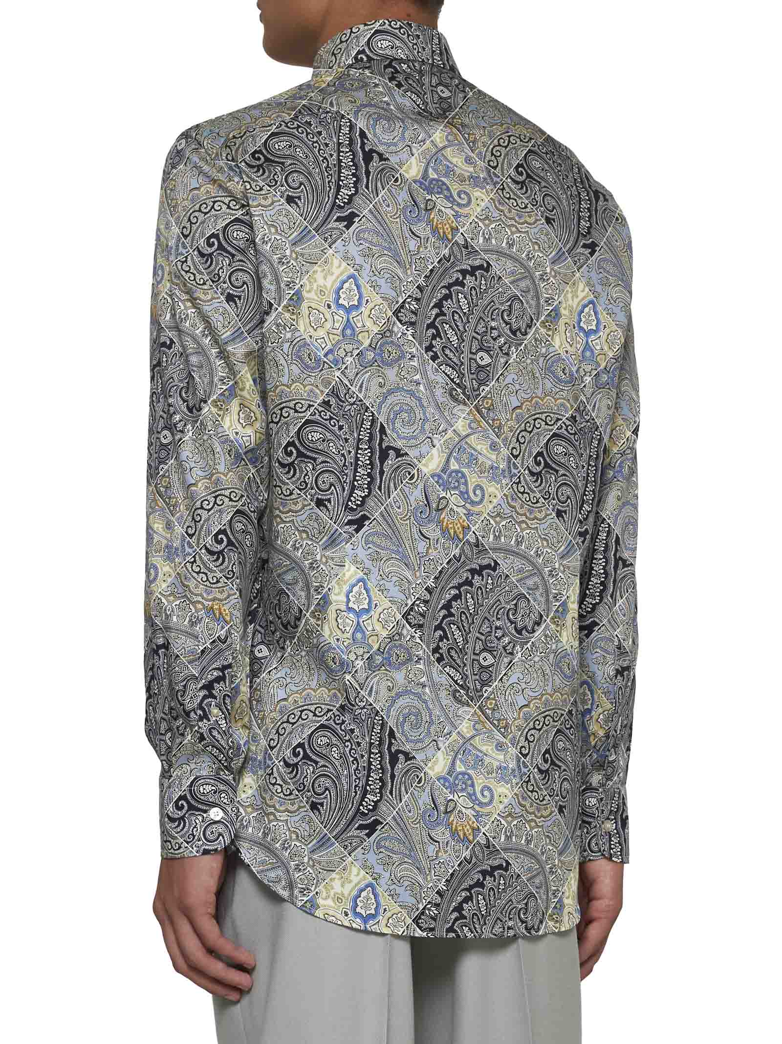 Shop Etro Shirt In Stampa F.do Blu