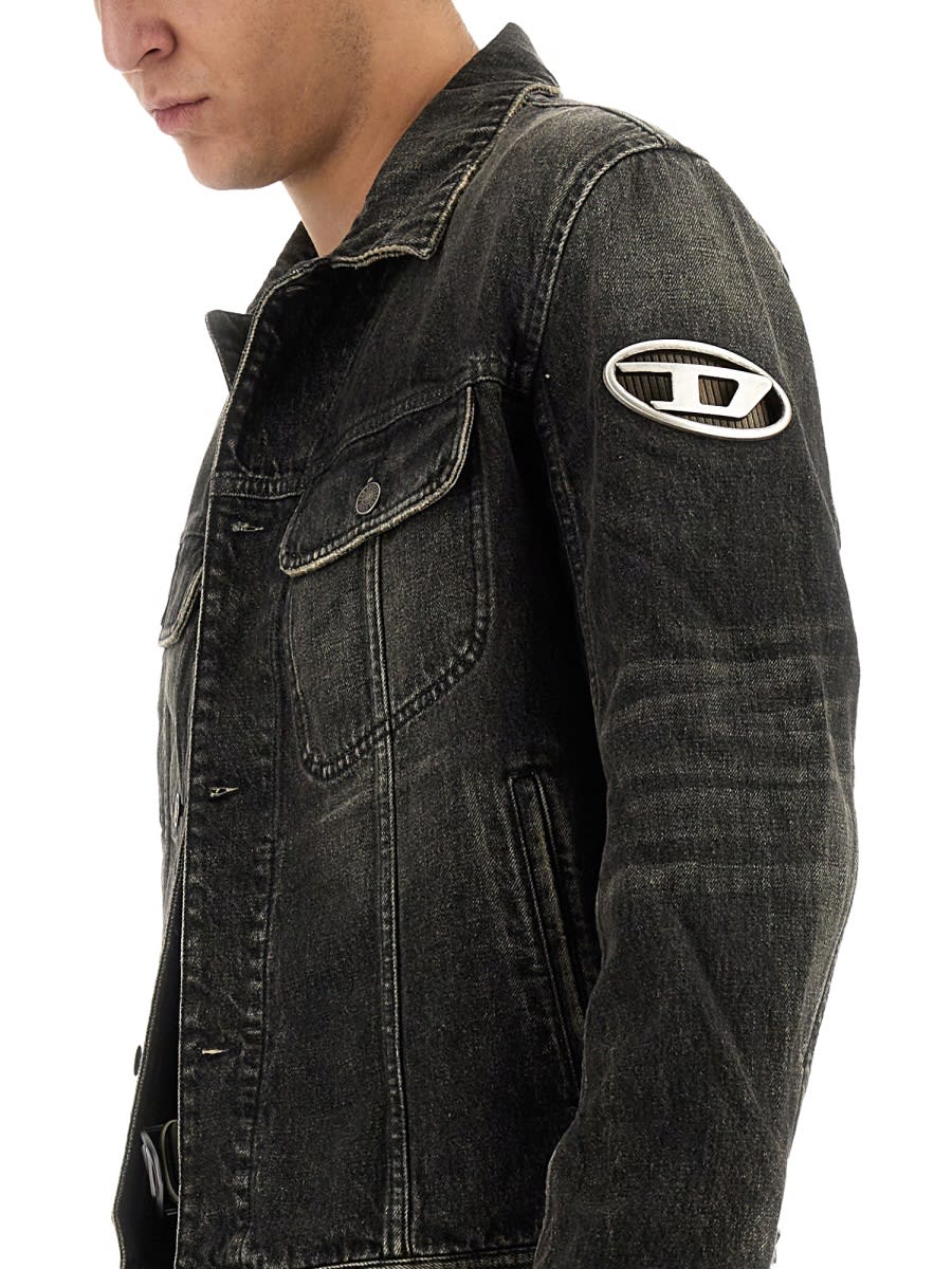 Shop Diesel Denim Jacket In Black