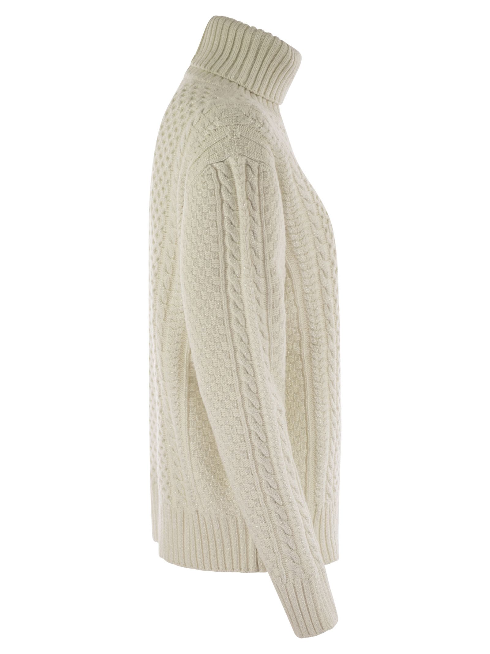 Fabiana Filippi Women's Turtleneck Jumper With Special Workmanship Sweater In White