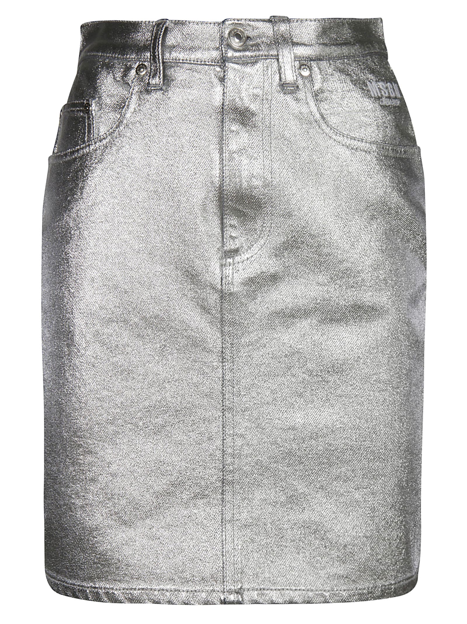 silver denim skirt