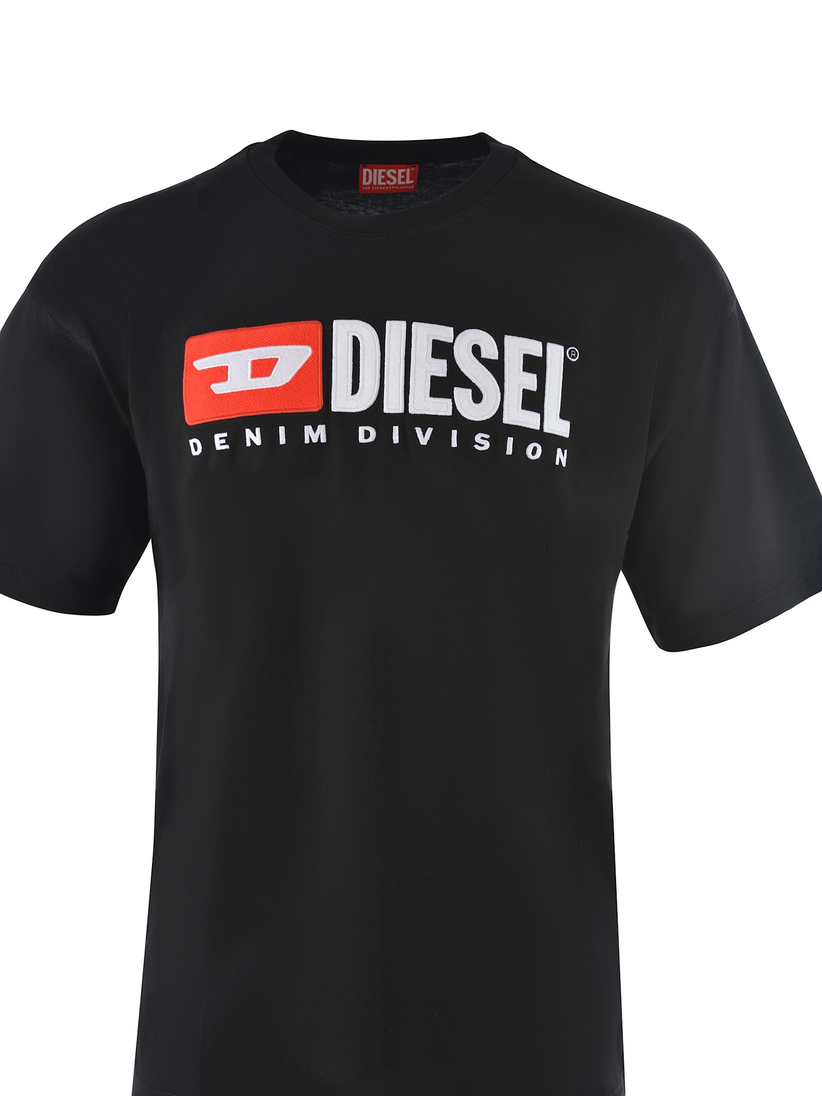 Diesel T-diegor-div Logo-embroidered T-shirt In Black
