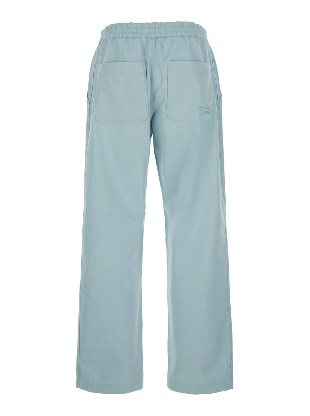 Shop Maison Kitsuné Light Blue Straight Pants In Cotton Man
