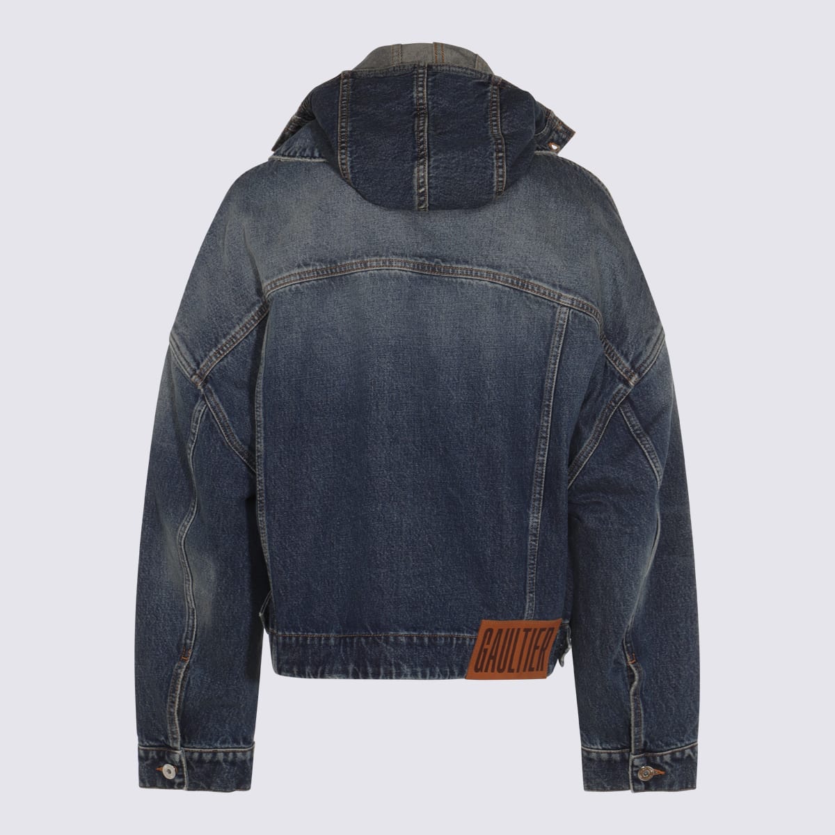 Jean Paul Gaultier Stitched Contrast Hooded Jacket With Front Pockets In Blue