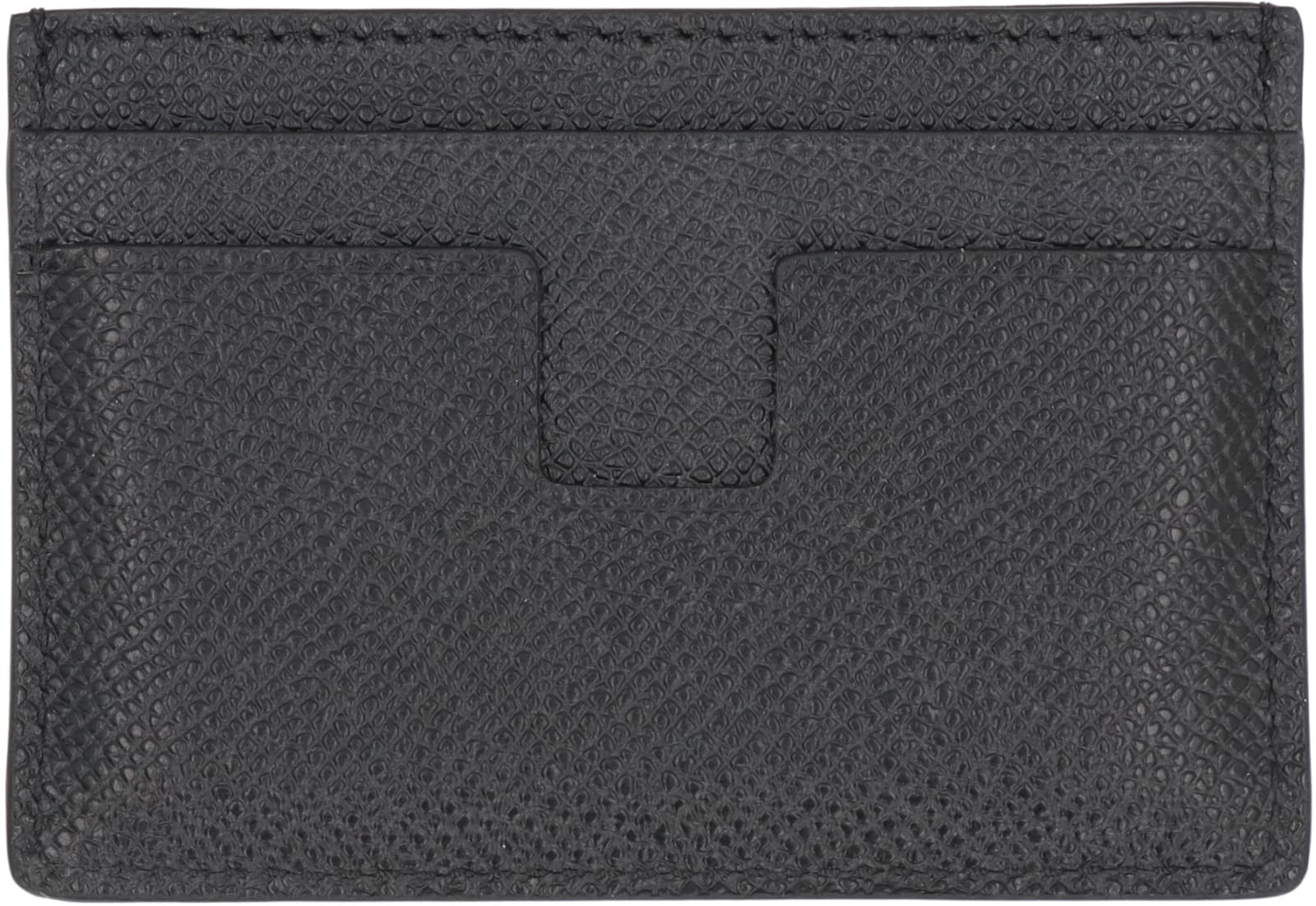 Tom Ford Black Leather Money Clip Card Holder In Black