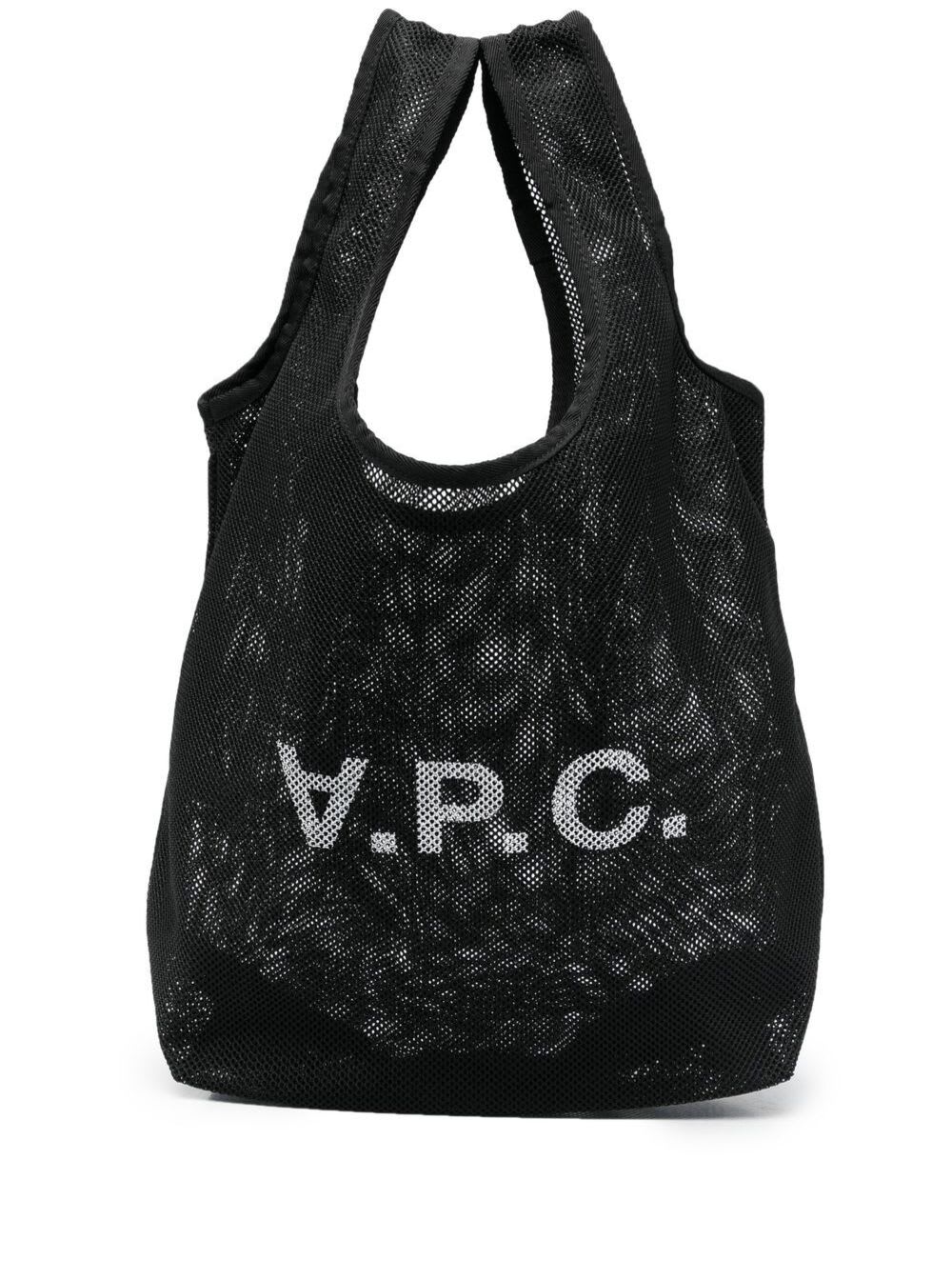 Apc Black Mesh Tote Shopper Bag With Logo Man