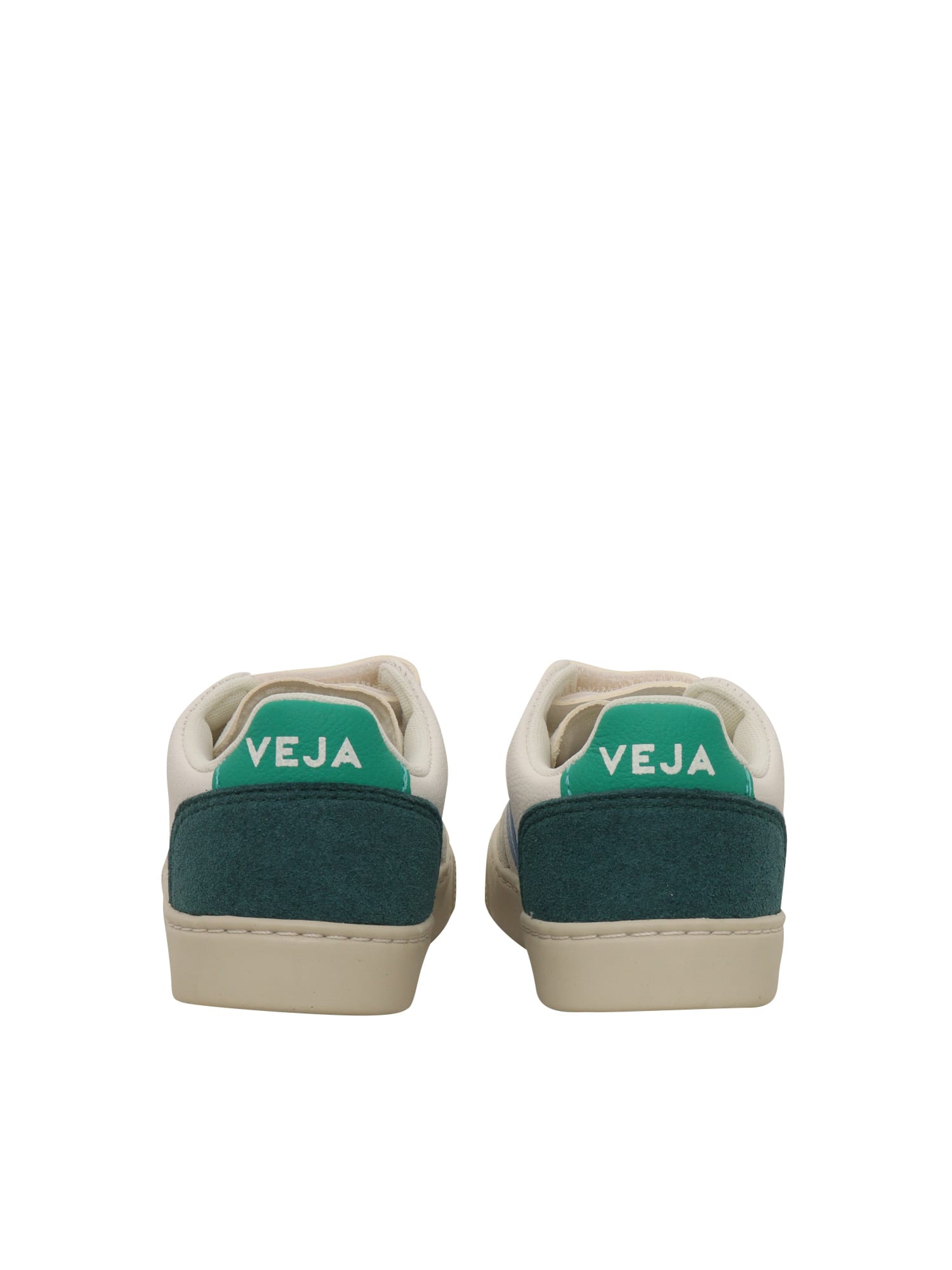 Shop Veja Small V-12 Chromefree Leather Extra-white_multico-brittany Sneakers