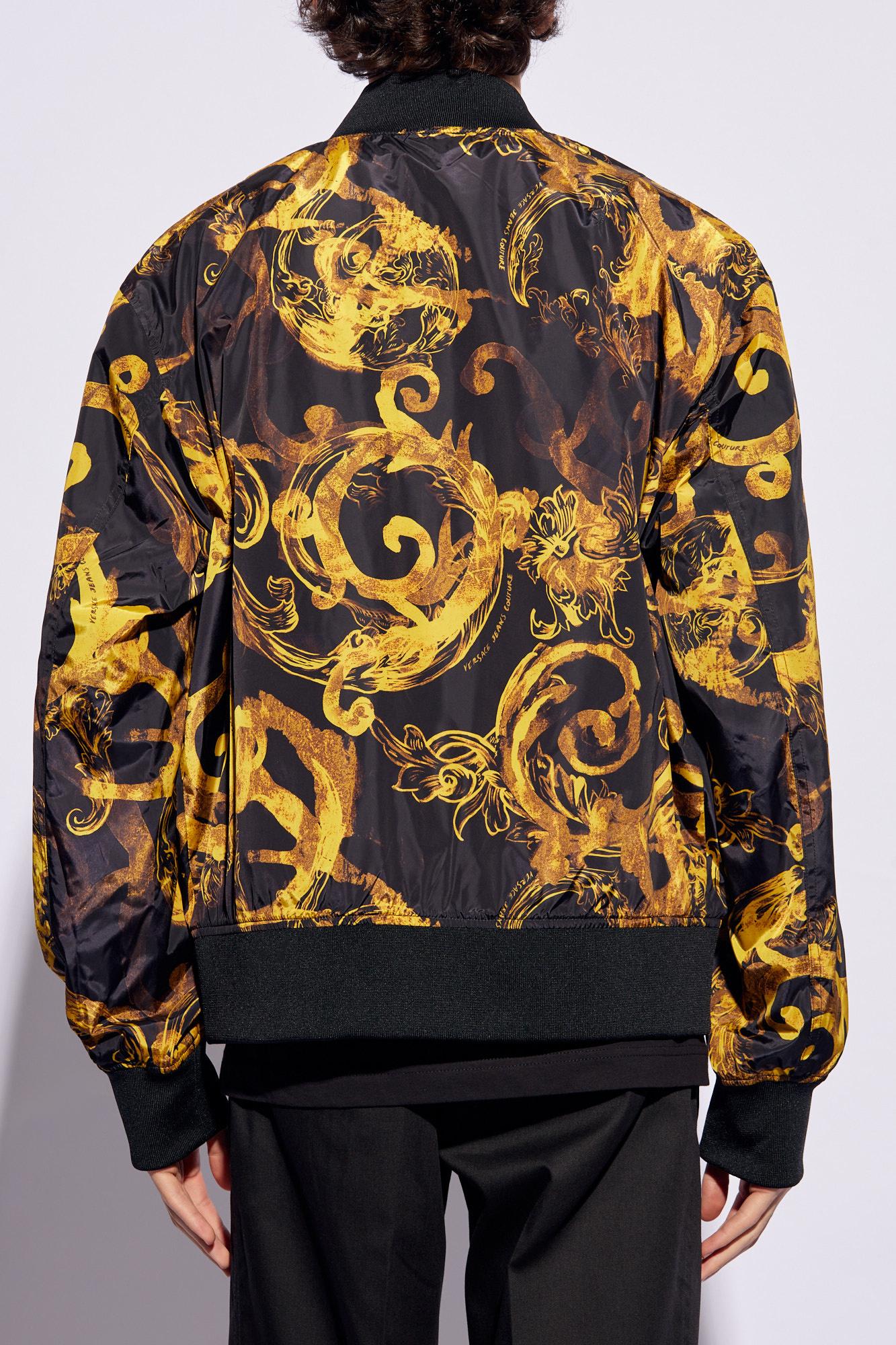 Shop Versace Jeans Couture Reversible Jacket In Black/yellow