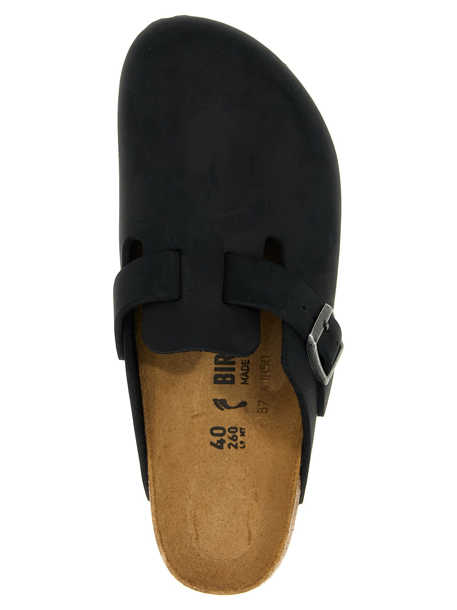 Birkenstock Boston Shearling Suede Slippers In Black