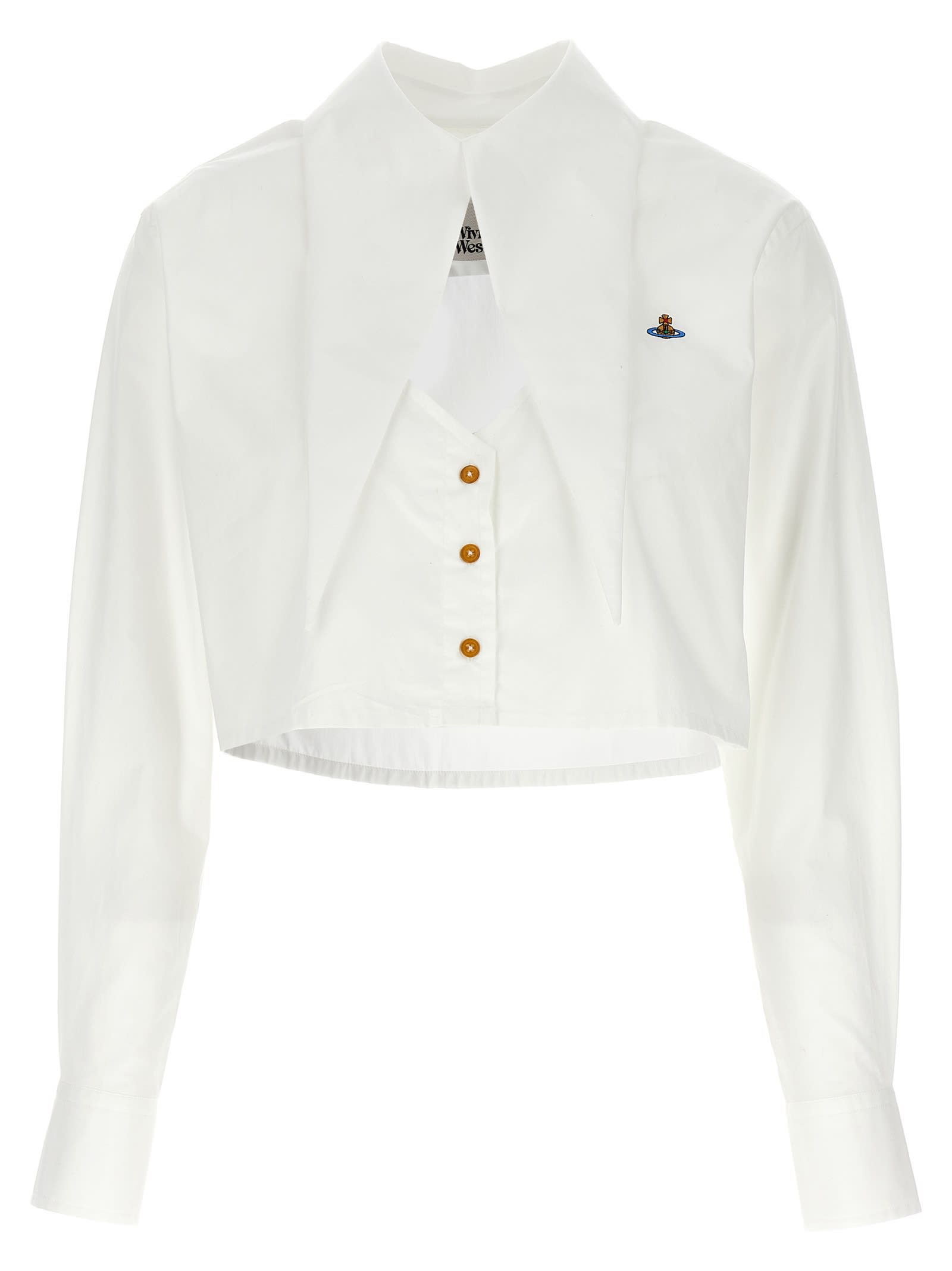 Shop Vivienne Westwood Cut Off Heart Cropped Shirt In White