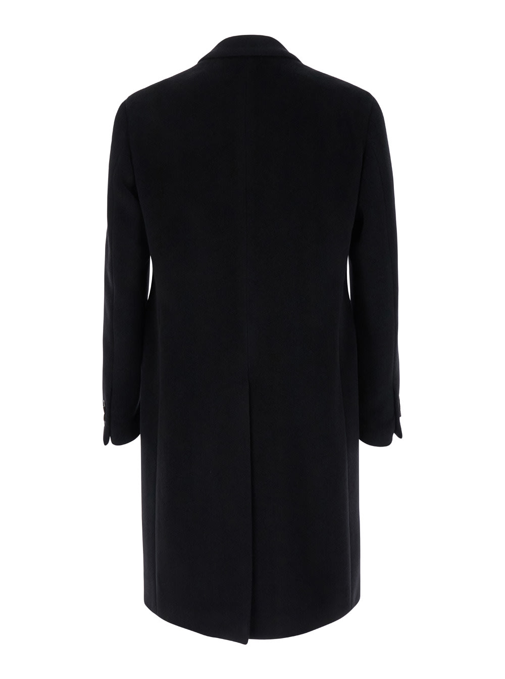 Shop Lardini Black Single-breasted Coat With Notched Revers In Wool Blend Man