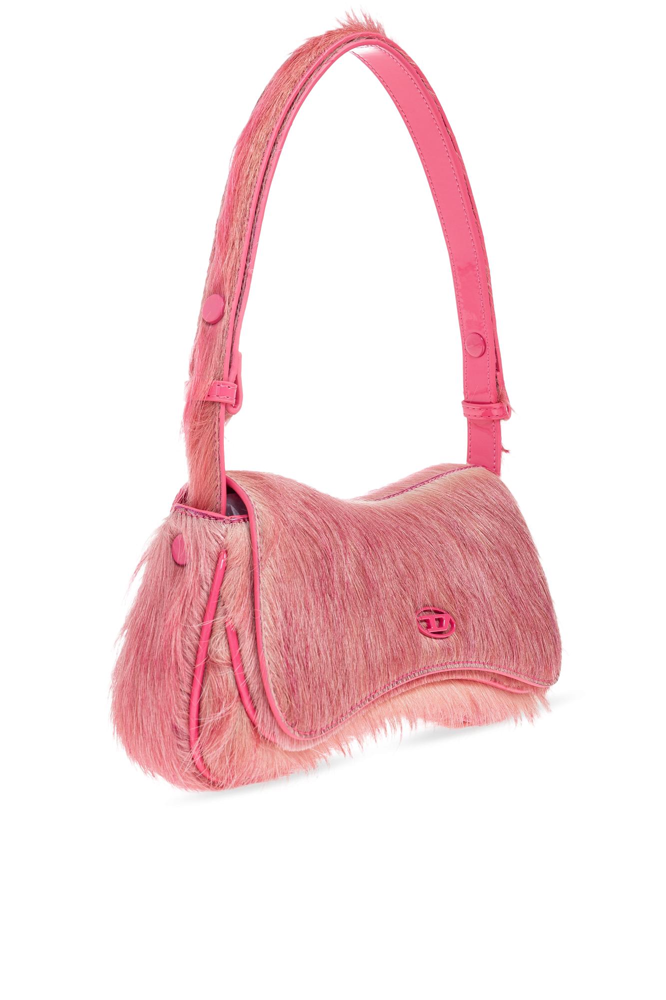 Diesel Play-clutch In Coloured Hairy Leather In Pink