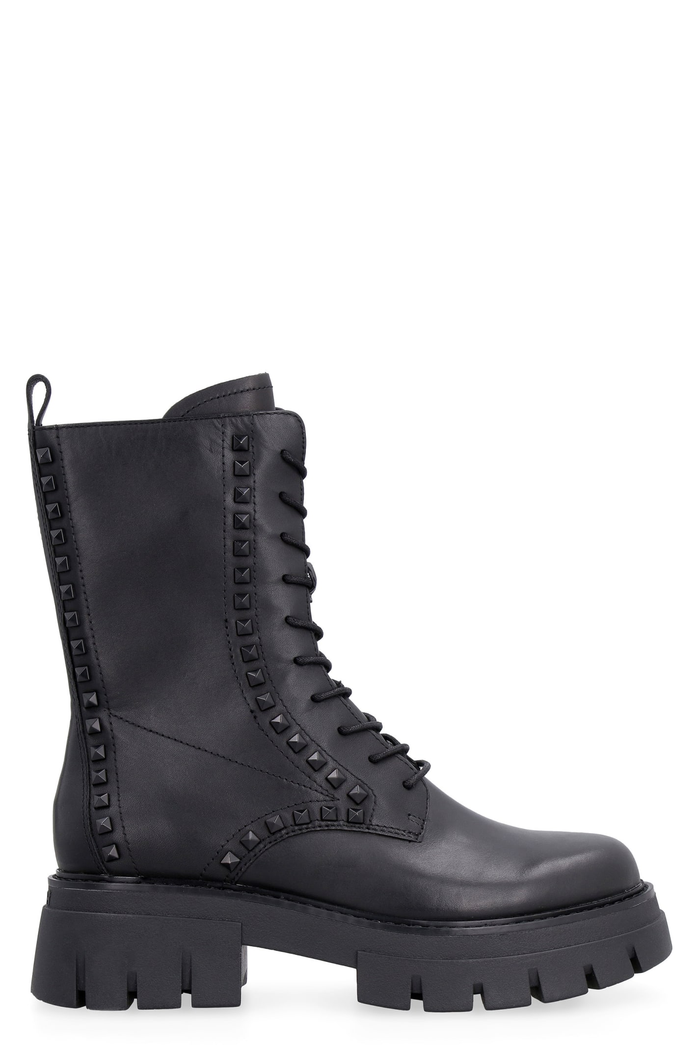 Ash Liam Studs Leather Combat Boots In Black | ModeSens