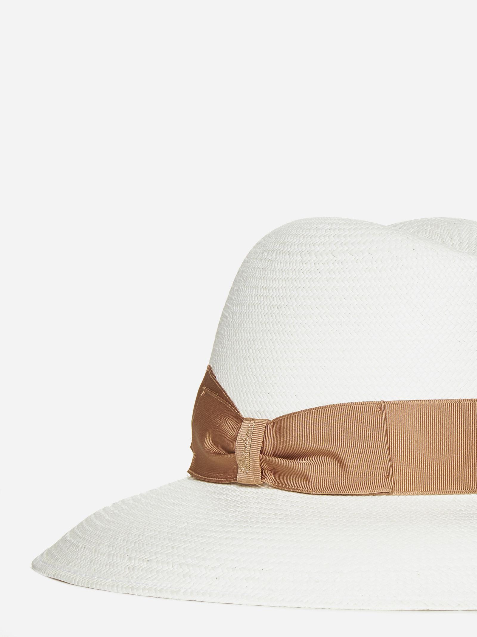 Shop Borsalino Caludette Large Brim Panama Hat In Panna Cammello