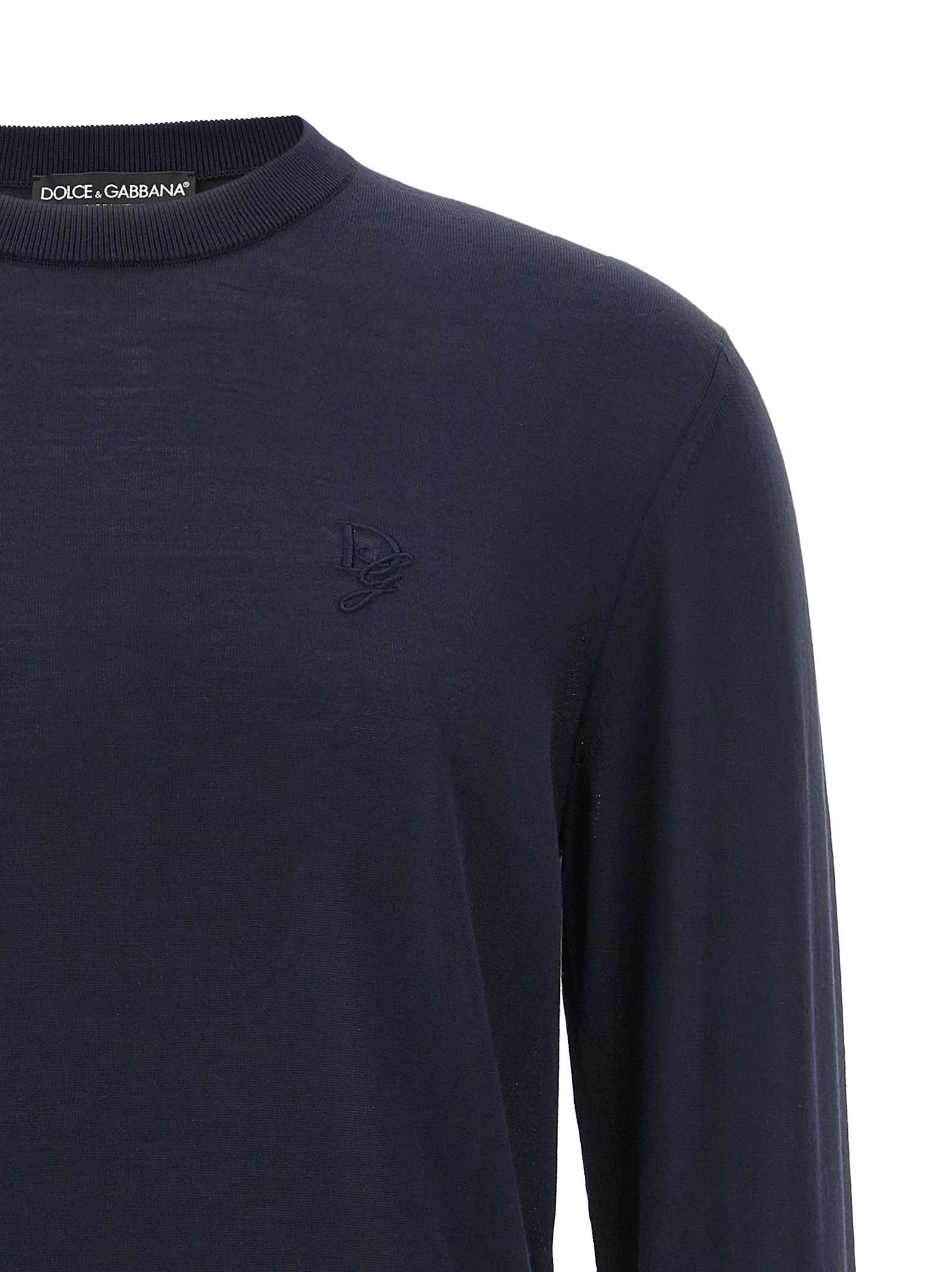 Dolce & Gabbana Maglione In Cashmere Nero  Uomo In Bluscurissimo