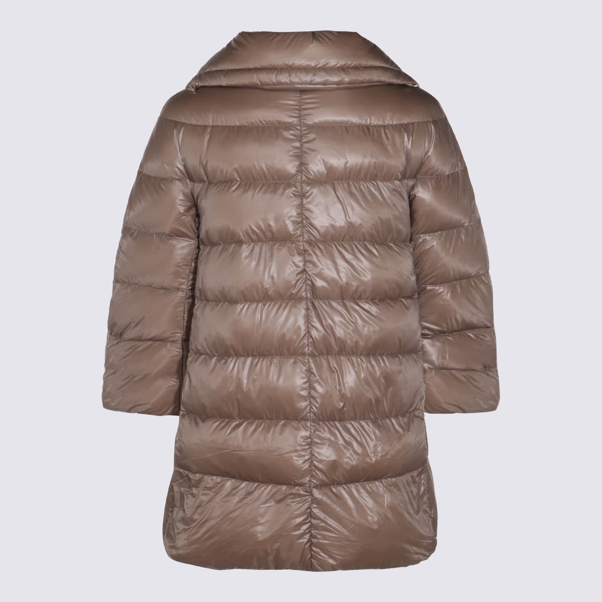 Herno Quilted Zip-up Coat In Brown
