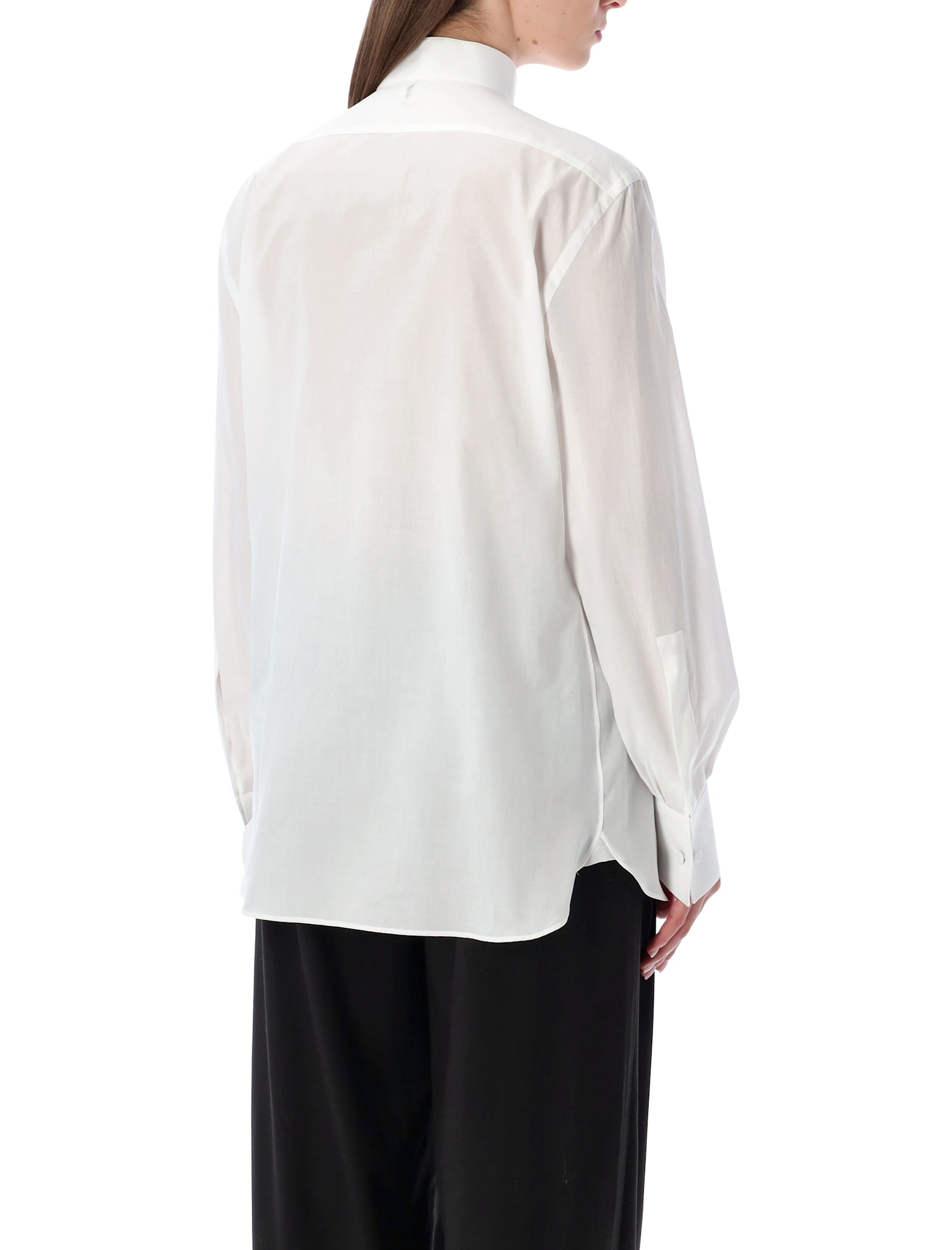 Tom Ford Tailored Black Smoking Shirt With Crisp Collar In White