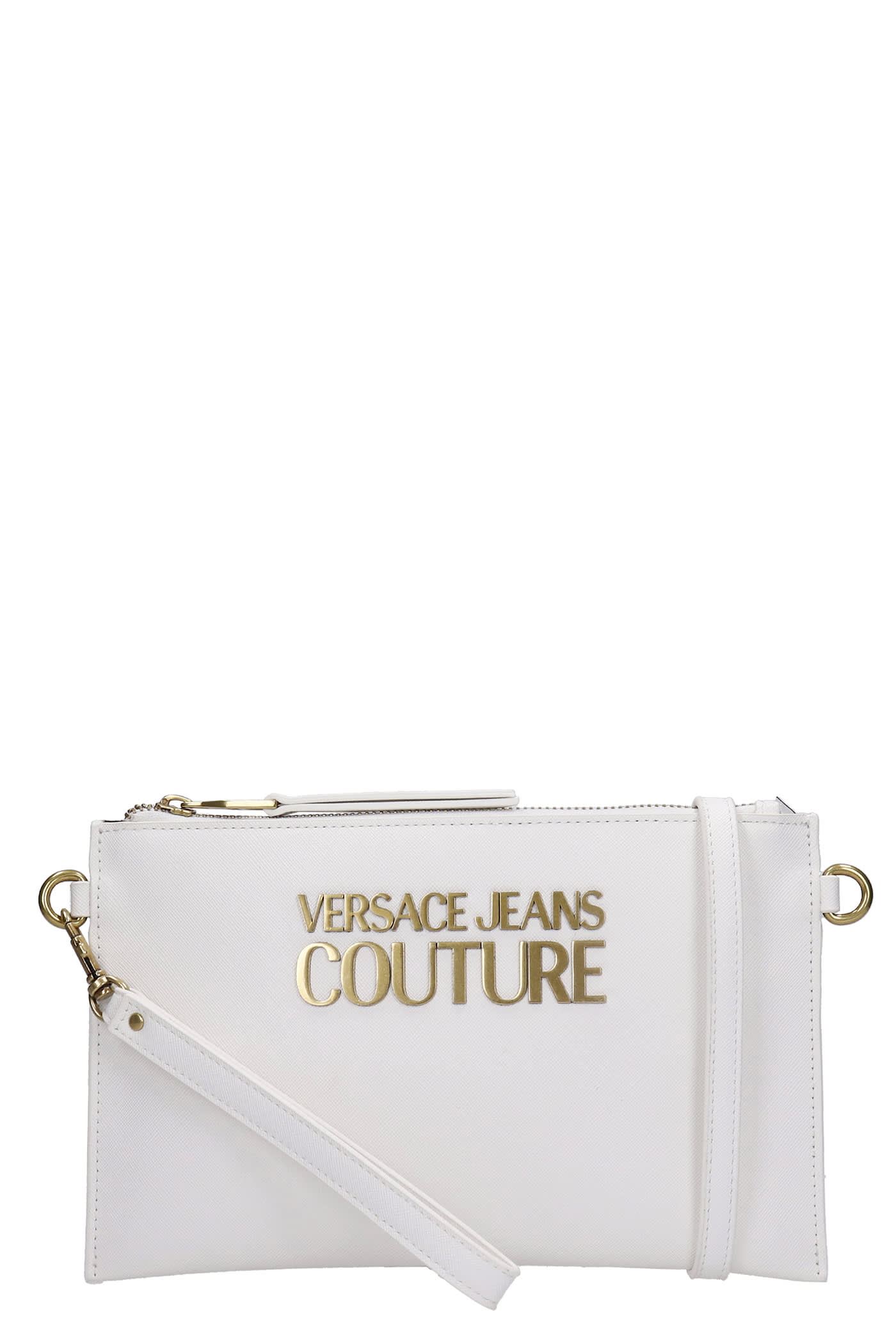 Versace Jeans Couture Clutch In White Faux Leather