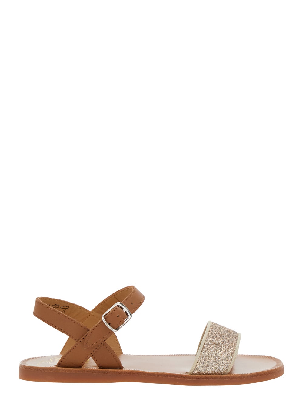 Pom D'api Plagette Brown Sandals With Open Toe And Glitter Detail In Leather Girl In Brown