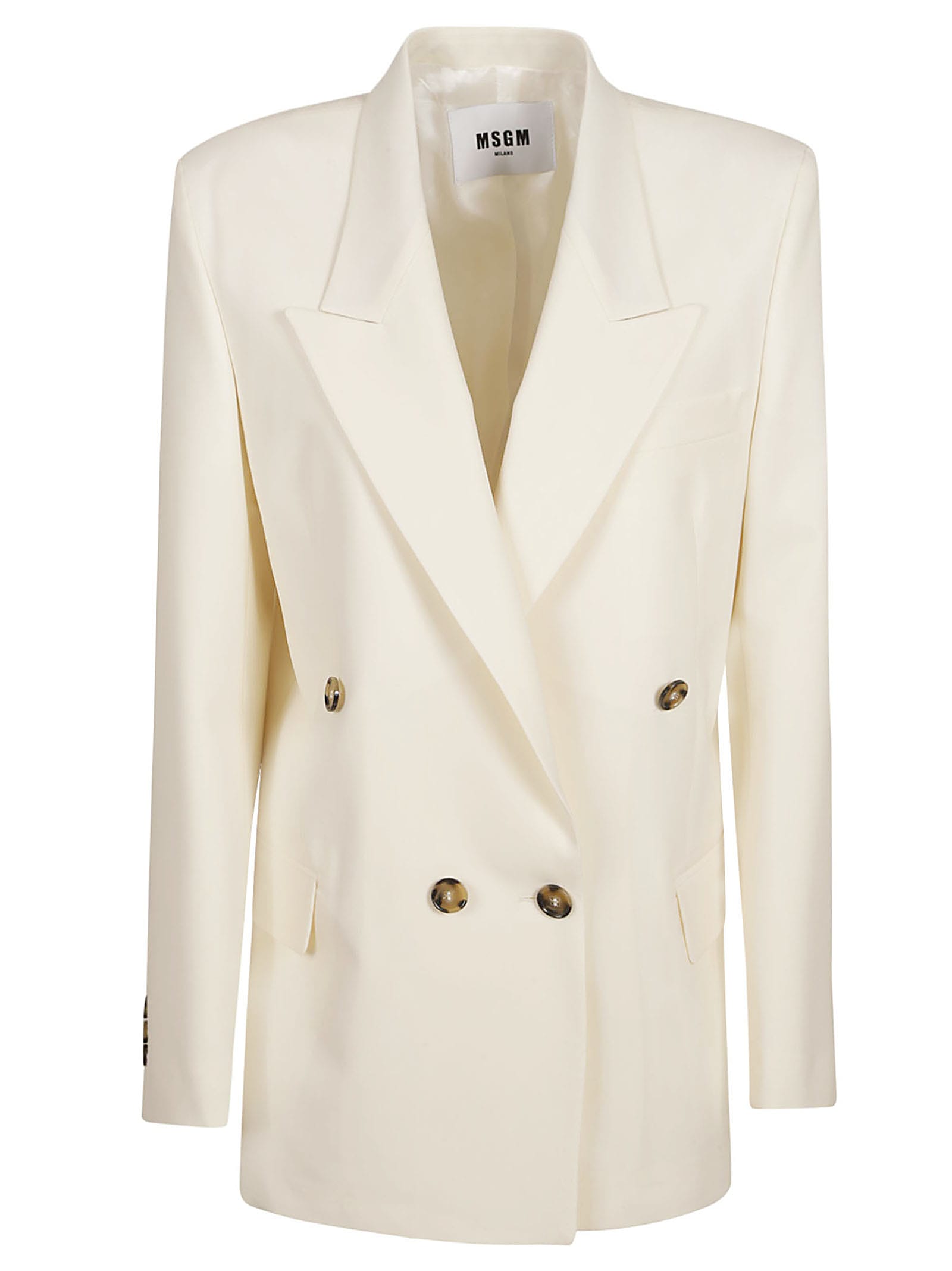 Shop Msgm Double-breasted Classic Blazer In Off-white