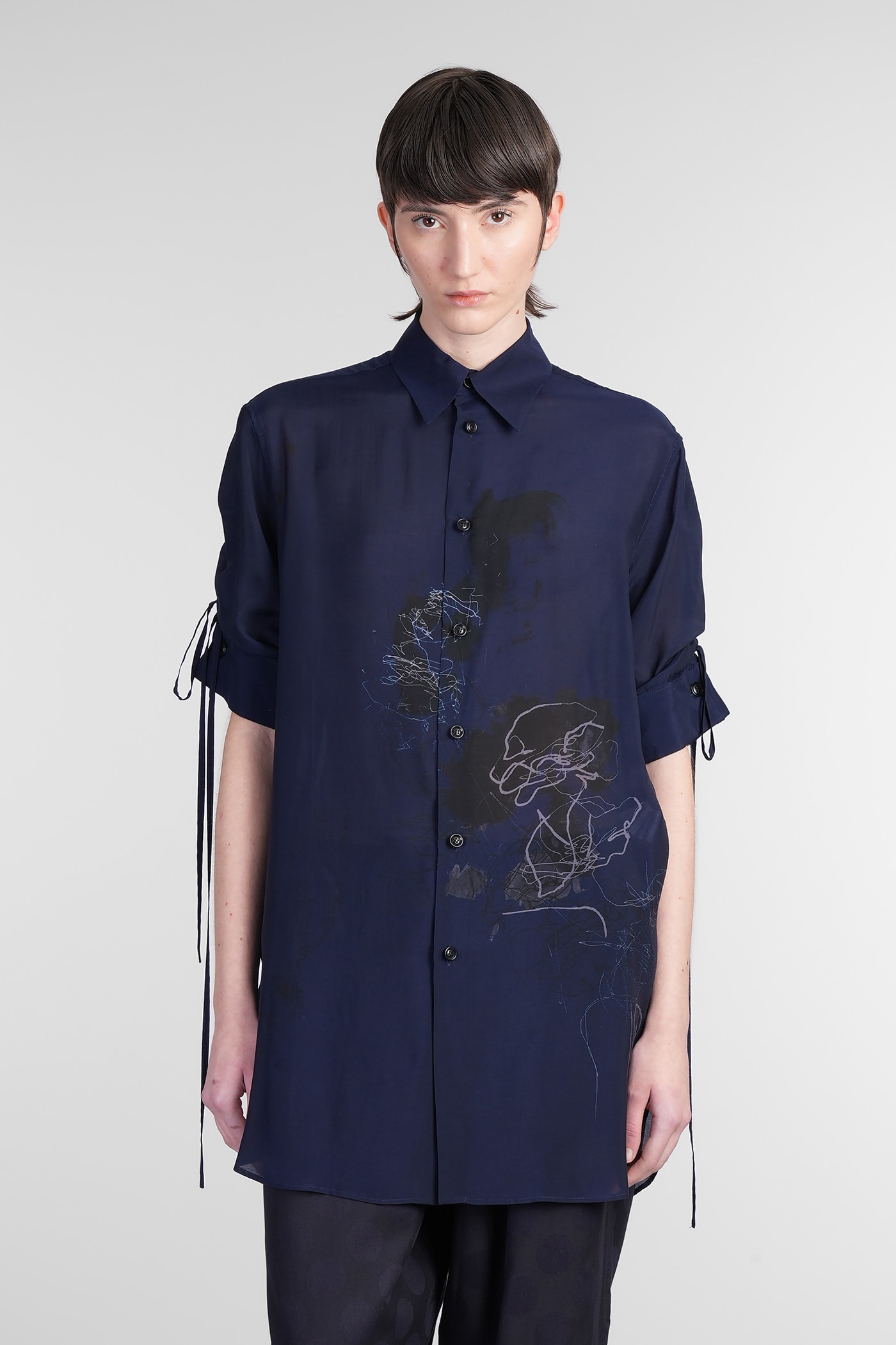 Shirt In Blue Polyamide Polyester