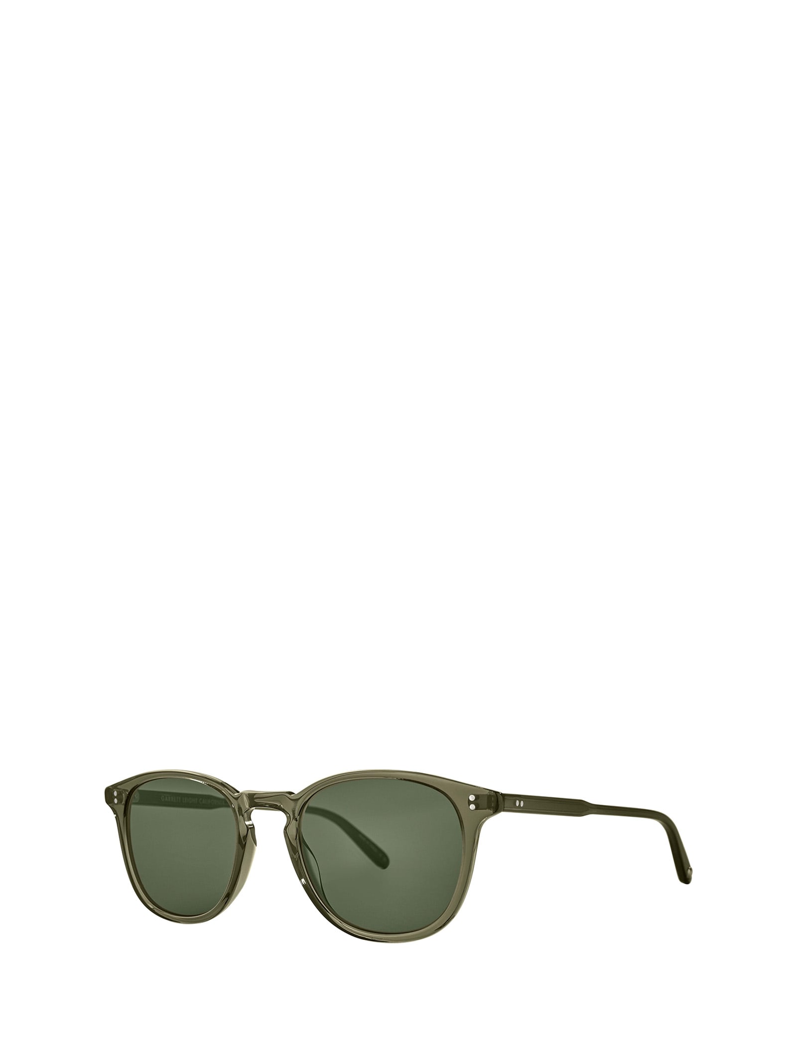 Shop Garrett Leight Kinney Sun Bio Deep Olive/semi-flat Pure G15 Sunglasses