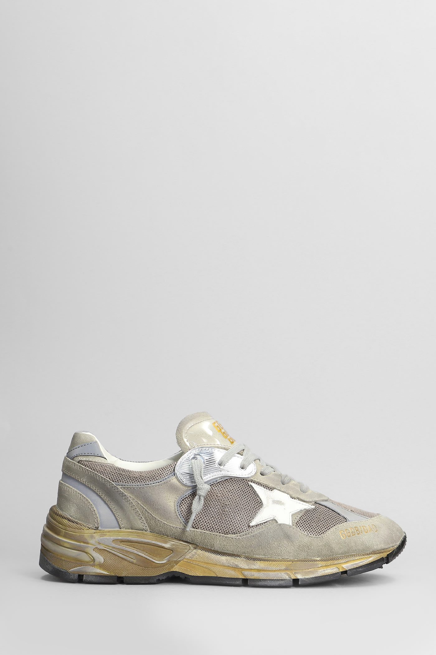 Running Sneakers In Taupe Suede And Fabric