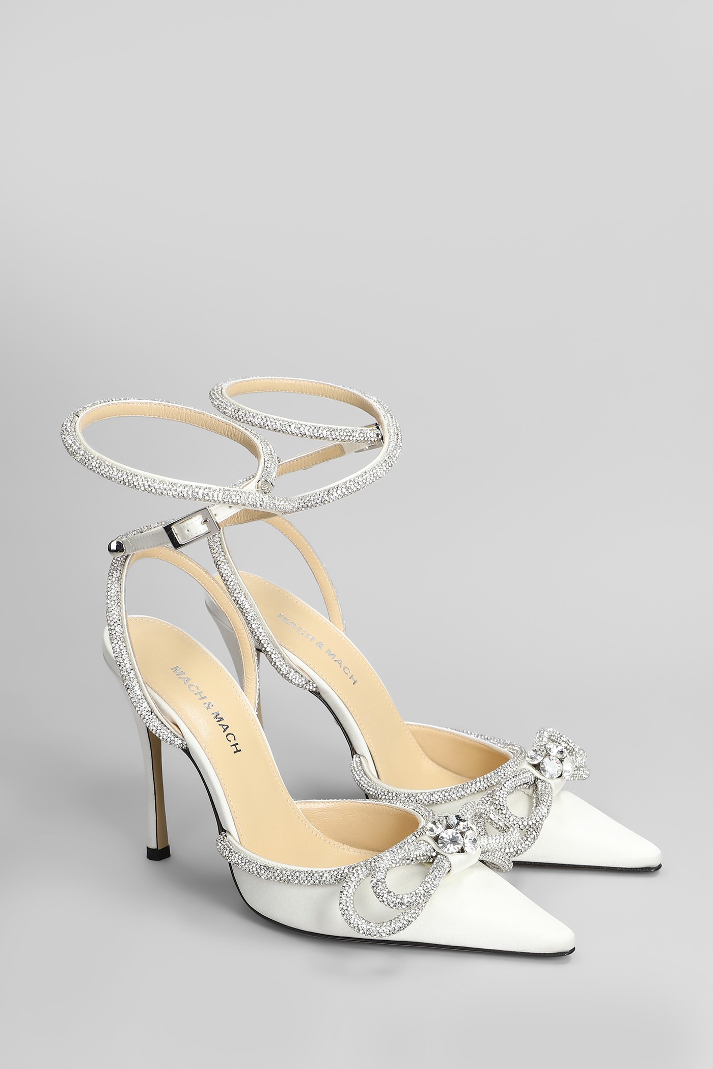 Mach & Mach Pumps In White Silk In White