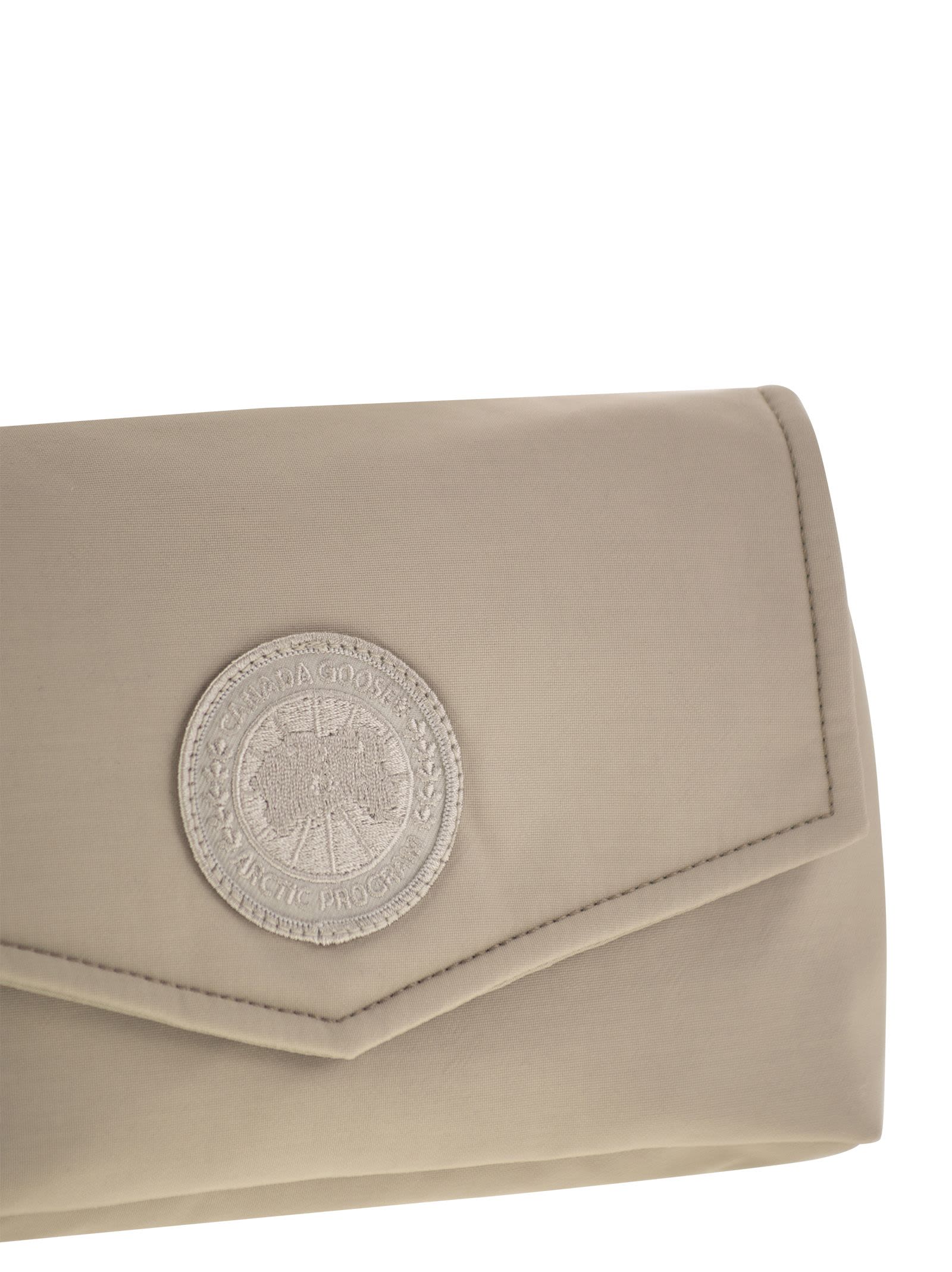 Shop Canada Goose Mini Pouch With Logo In Stone