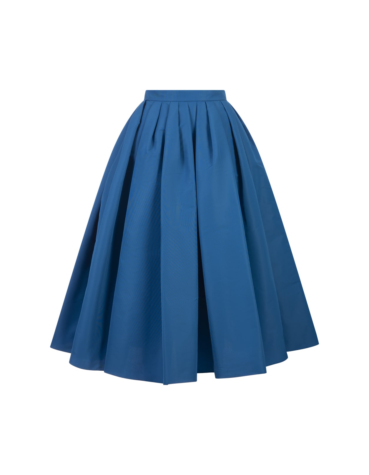 Shop Alexander Mcqueen Lapis Lazuli Blue Curled Midi Skirt