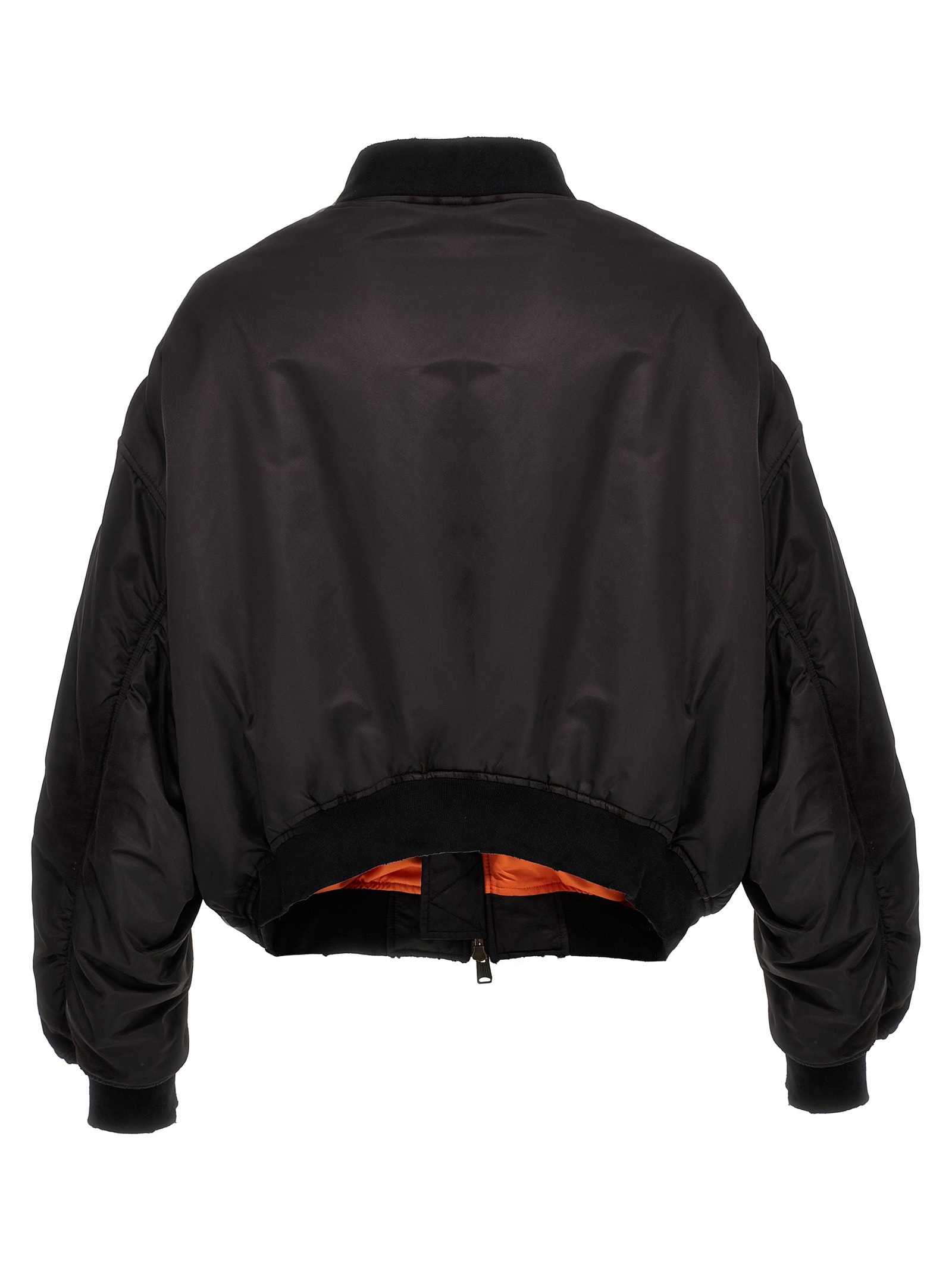 Shop Balenciaga Off Shoulder Bomber Jacket In Black