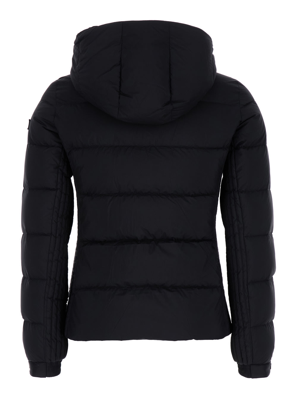 mirel Black Hooded Down Jacket With Logo In Nylon Woman