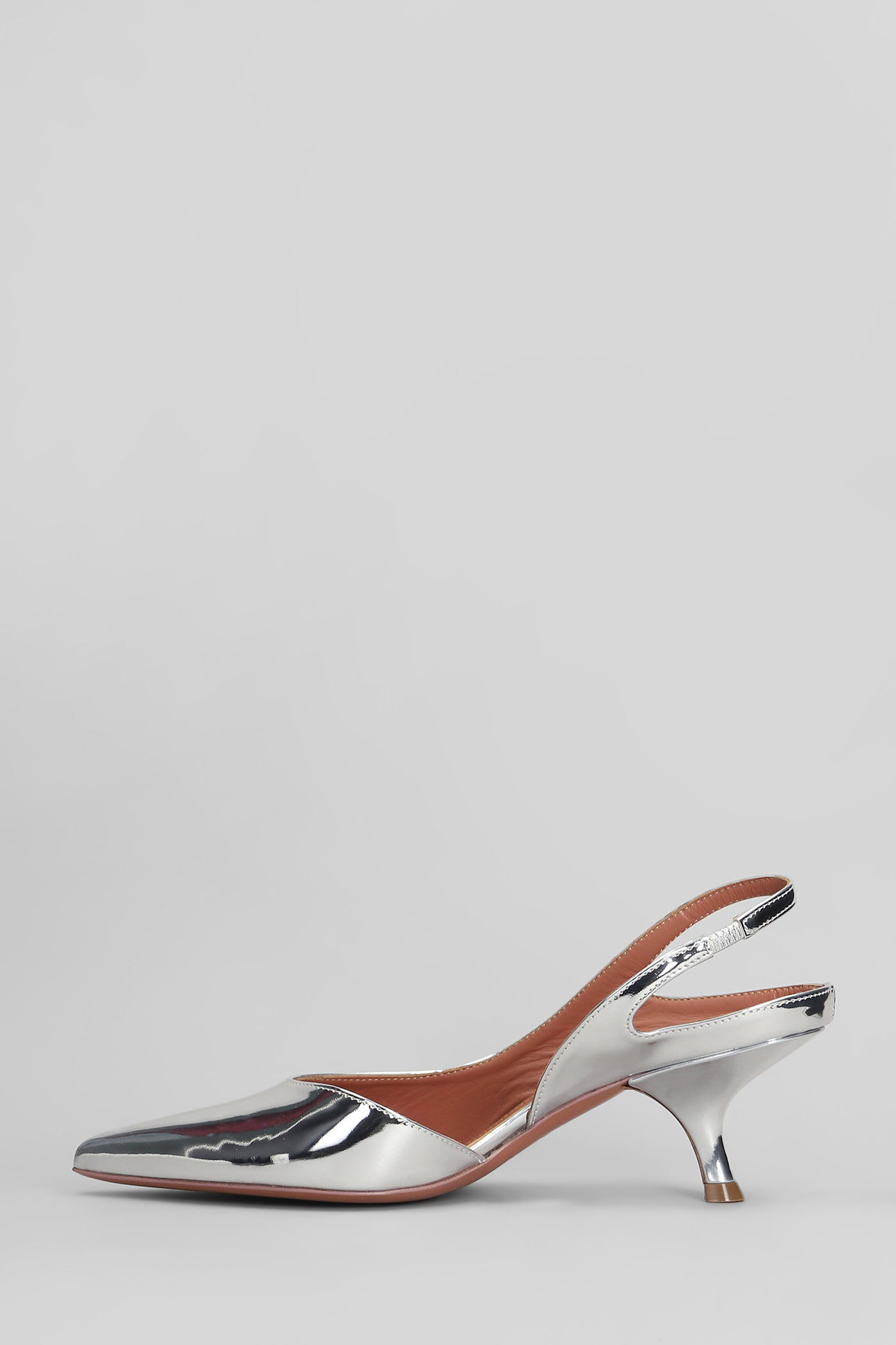 Aldo Castagna Silver Mirror Reflex Leather Mikaela Slingback In Silver