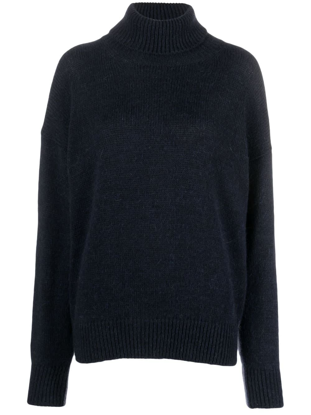 Alysi Mohair Wool Turtleneck Sweater In Blue