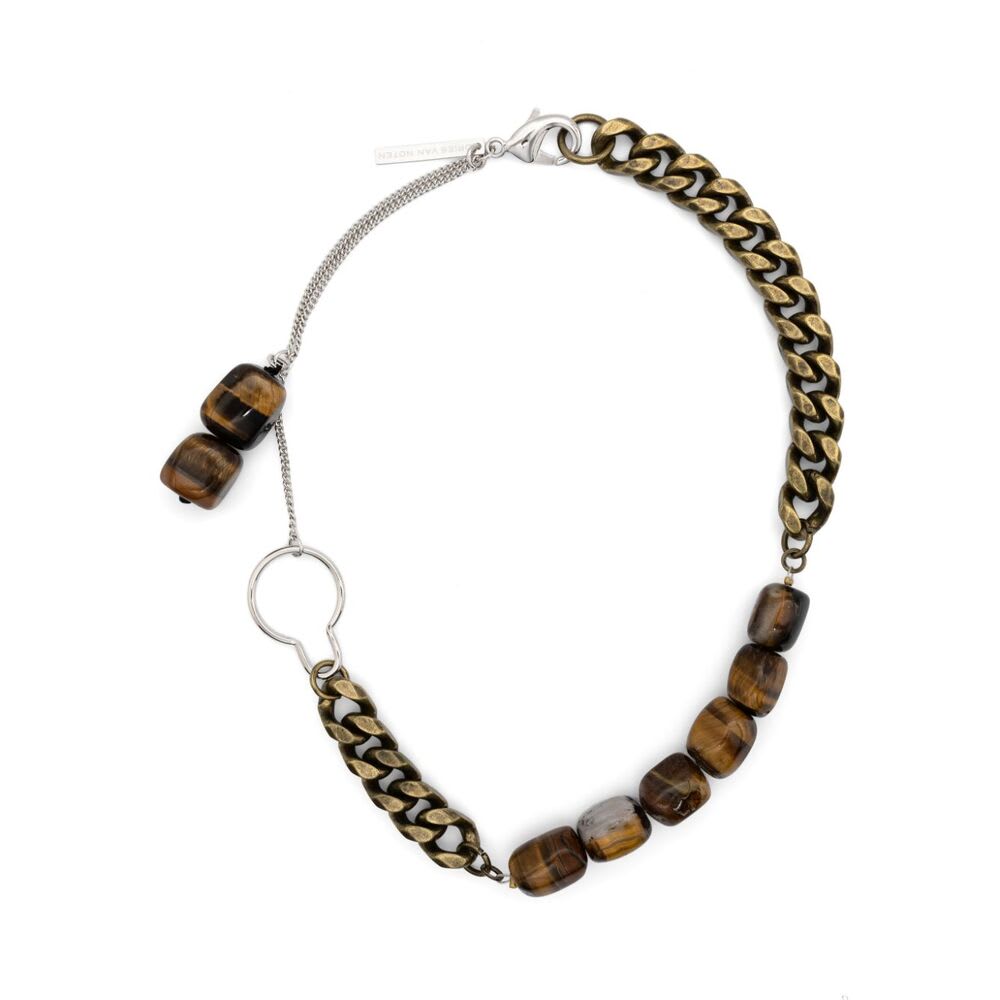 Shop Dries Van Noten Necklace In Brown/gold