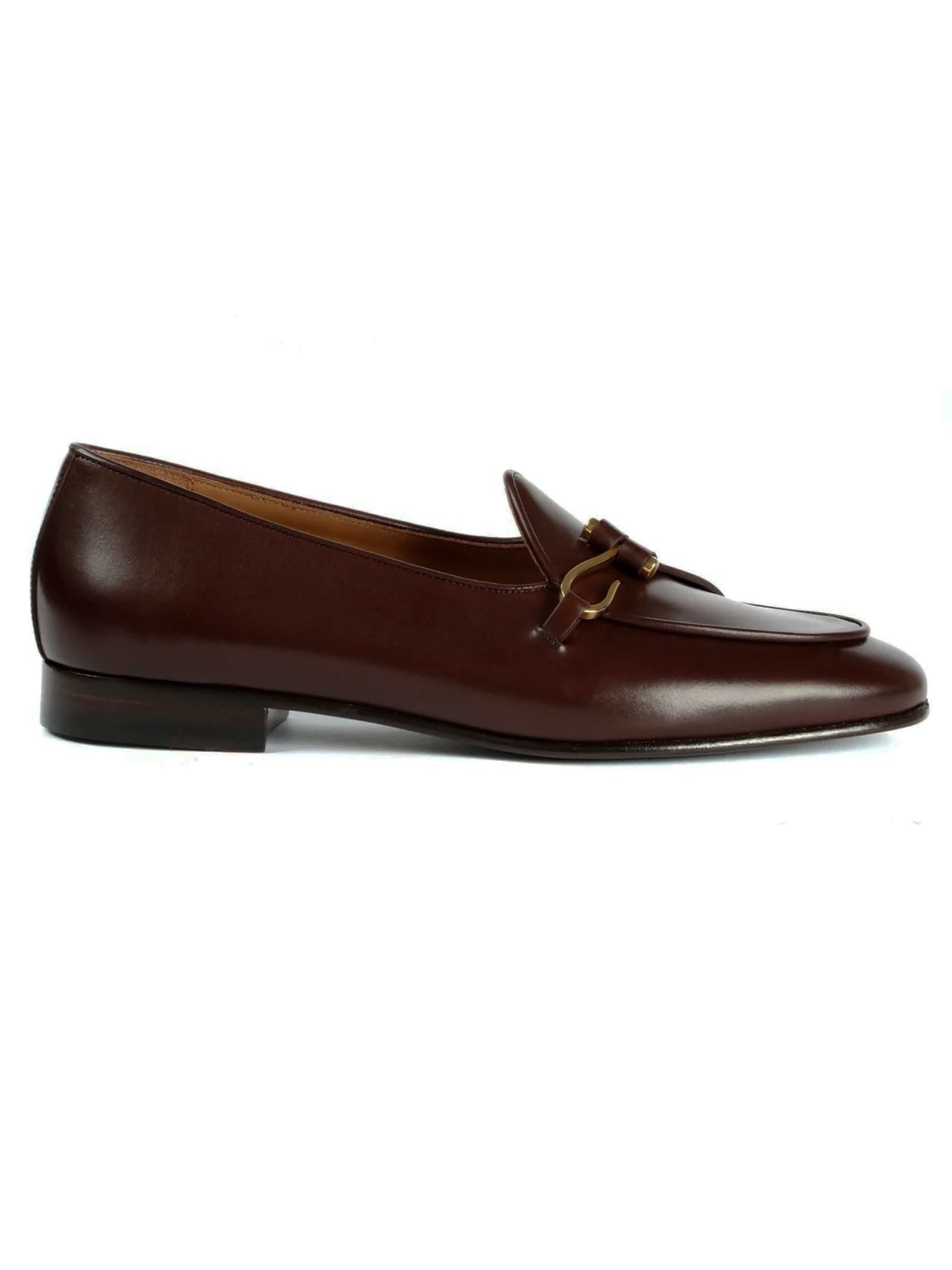Shop Edhen Milano Brown Calf Leather Comporta Loafers