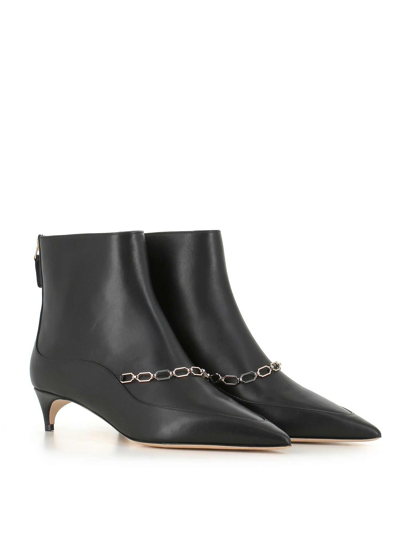 Malone Souliers Franca Leather Chain Ankle Booties In Black