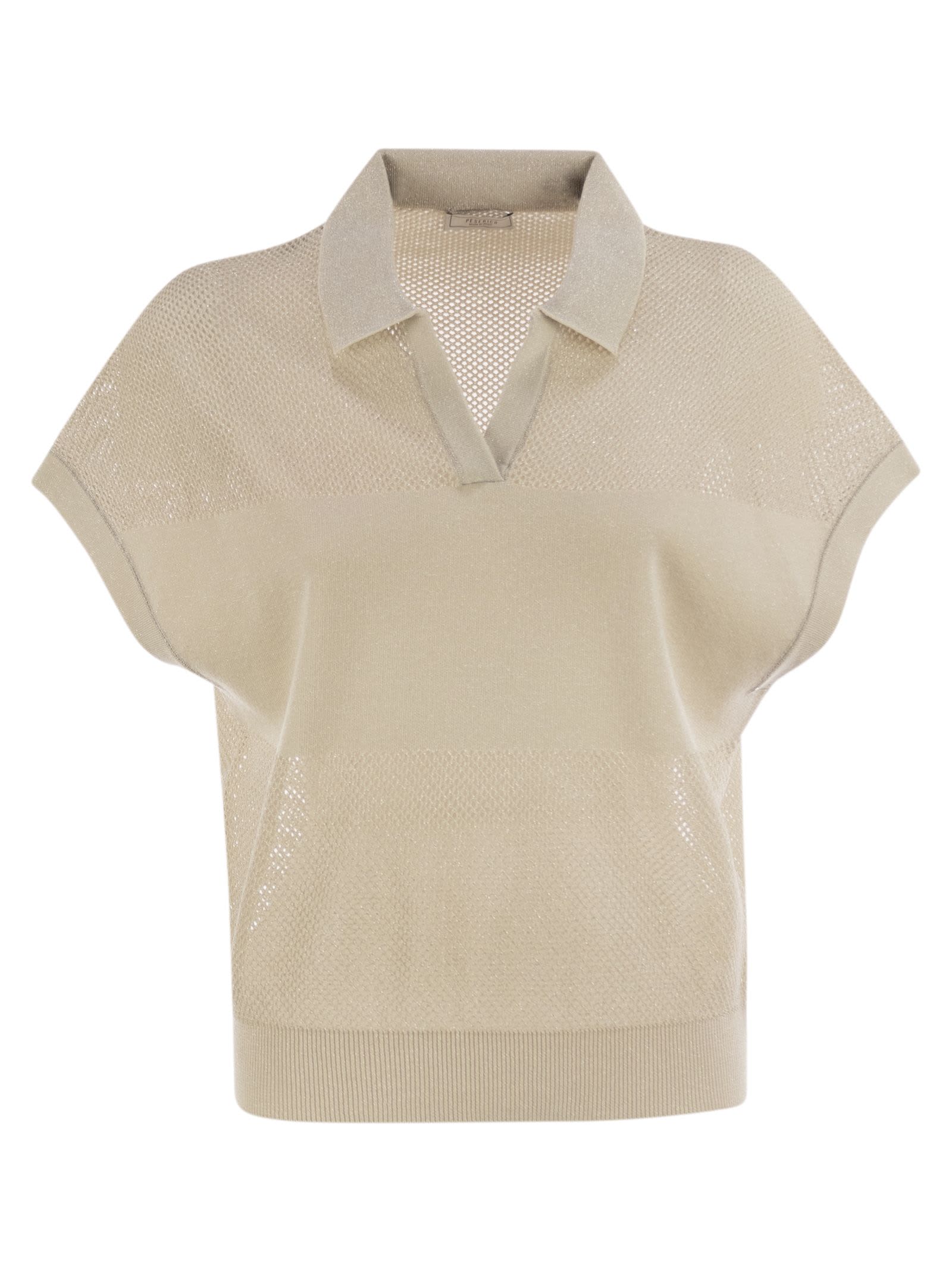 Shop Peserico Tricot Polo Shirt In Pure Cotton Crepe Yarn
